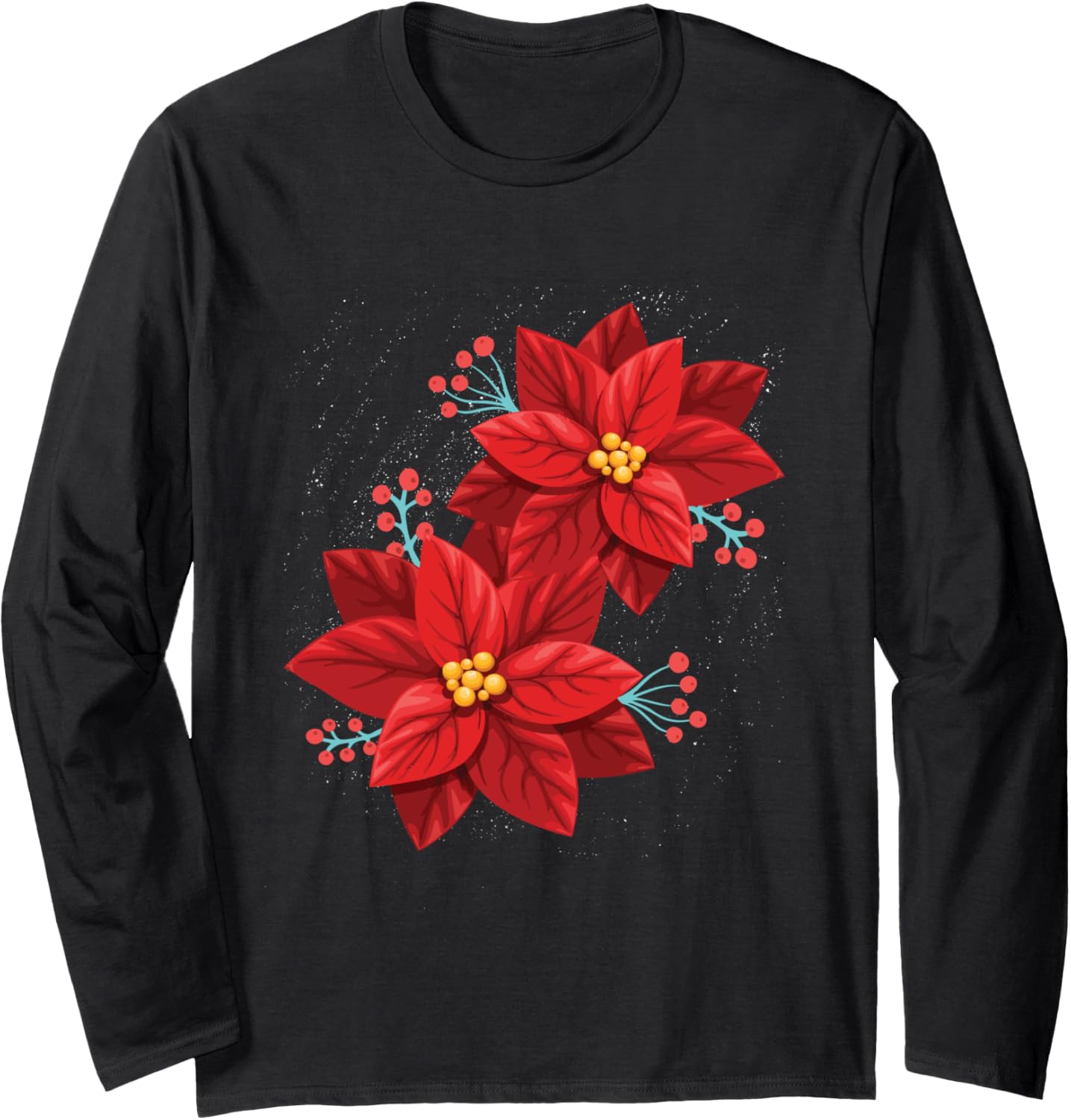 Red Poinsettia - Merry Christmas Flower - Happy Xmas Gift Long Sleeve