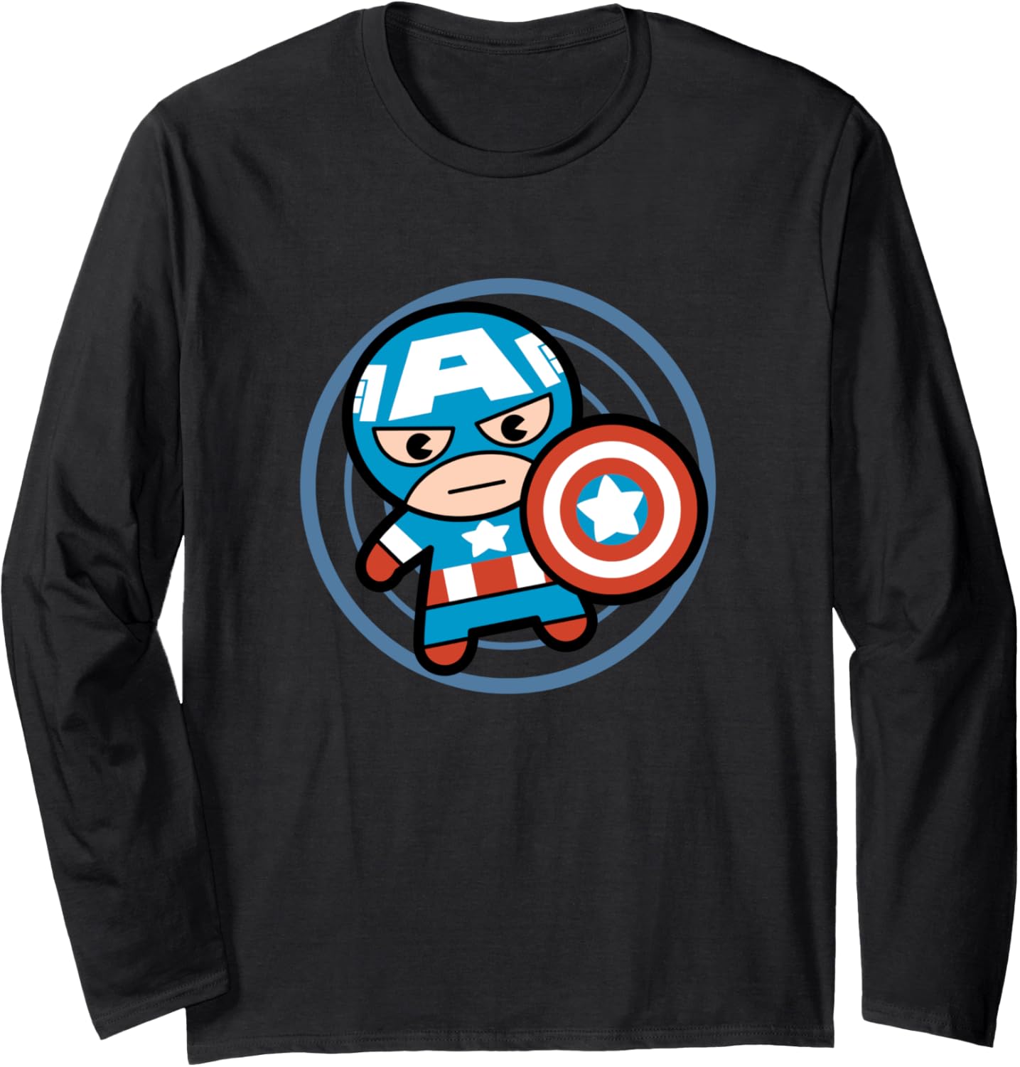 Marvel Kawaii Chibi Captain America Circle Logo Long Sleeve