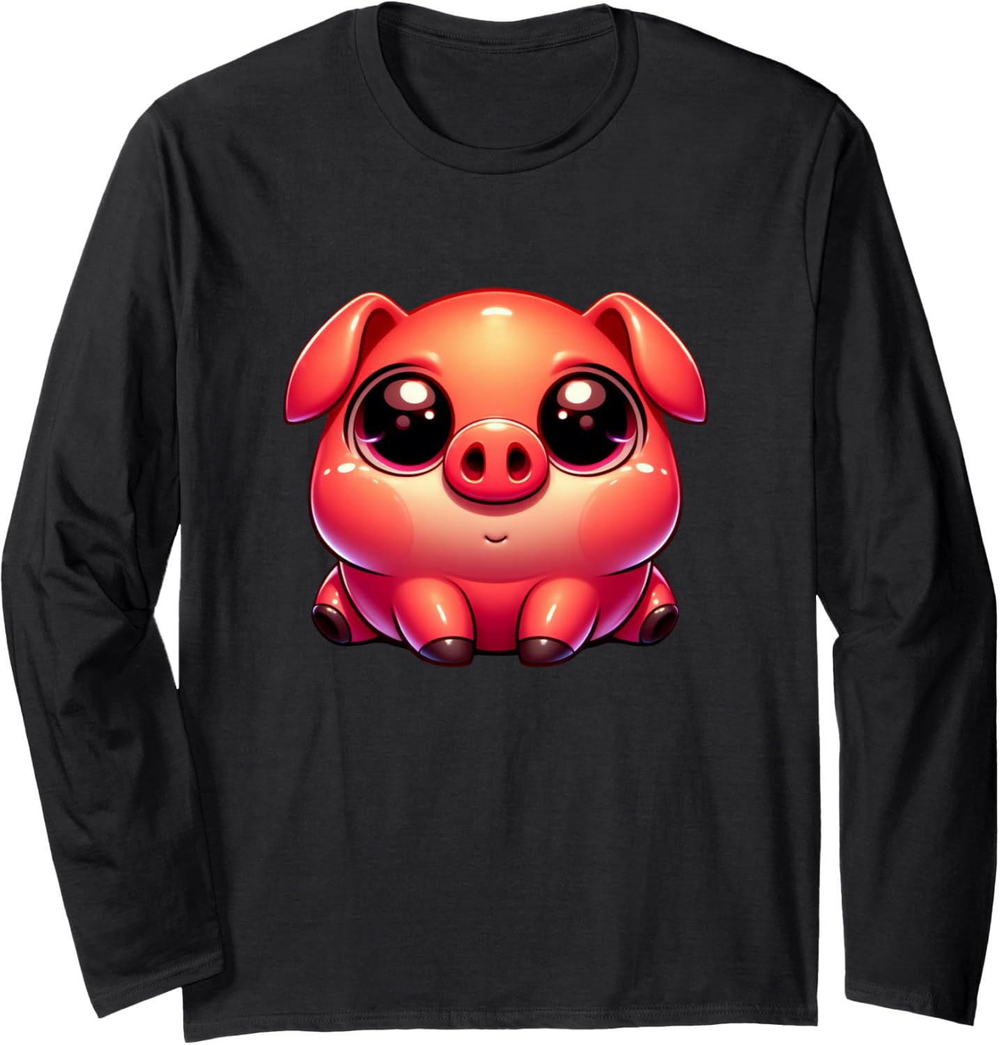 Adorable Kawaii Cute Piglet Sitting Design Chibi Pig Long Sleeve