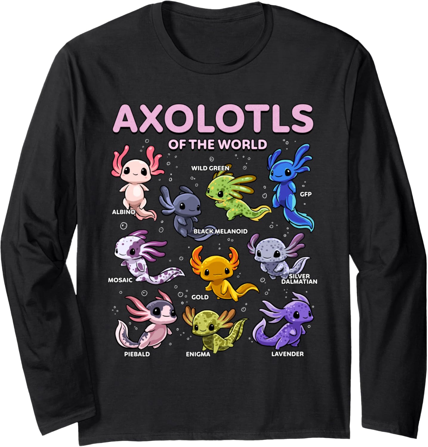 Axolotl Kawaii Axolotls of the World Axolotl Animals Long Sleeve