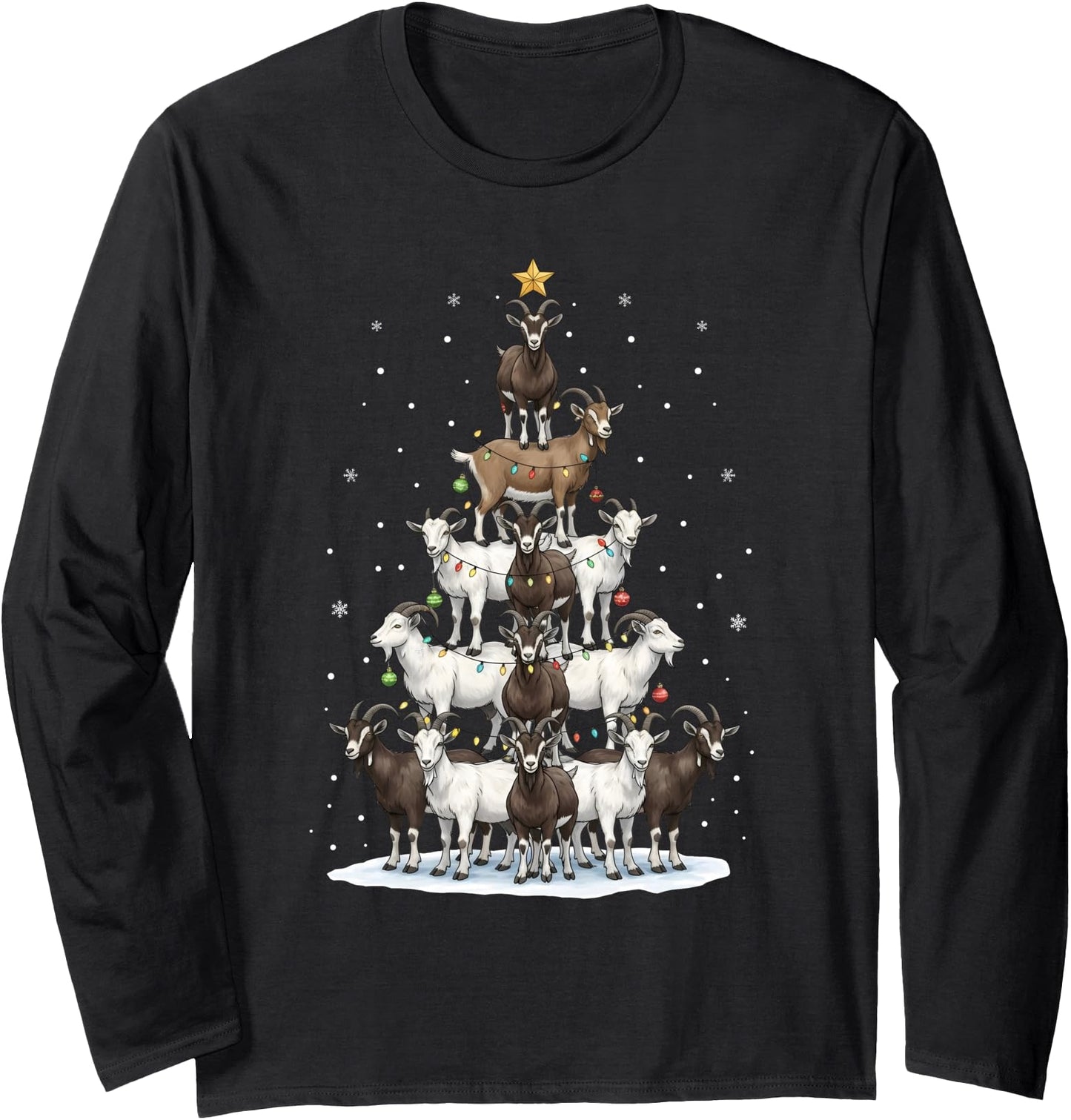 Funny Goat Christmas Tree Farm Animal Long Sleeve