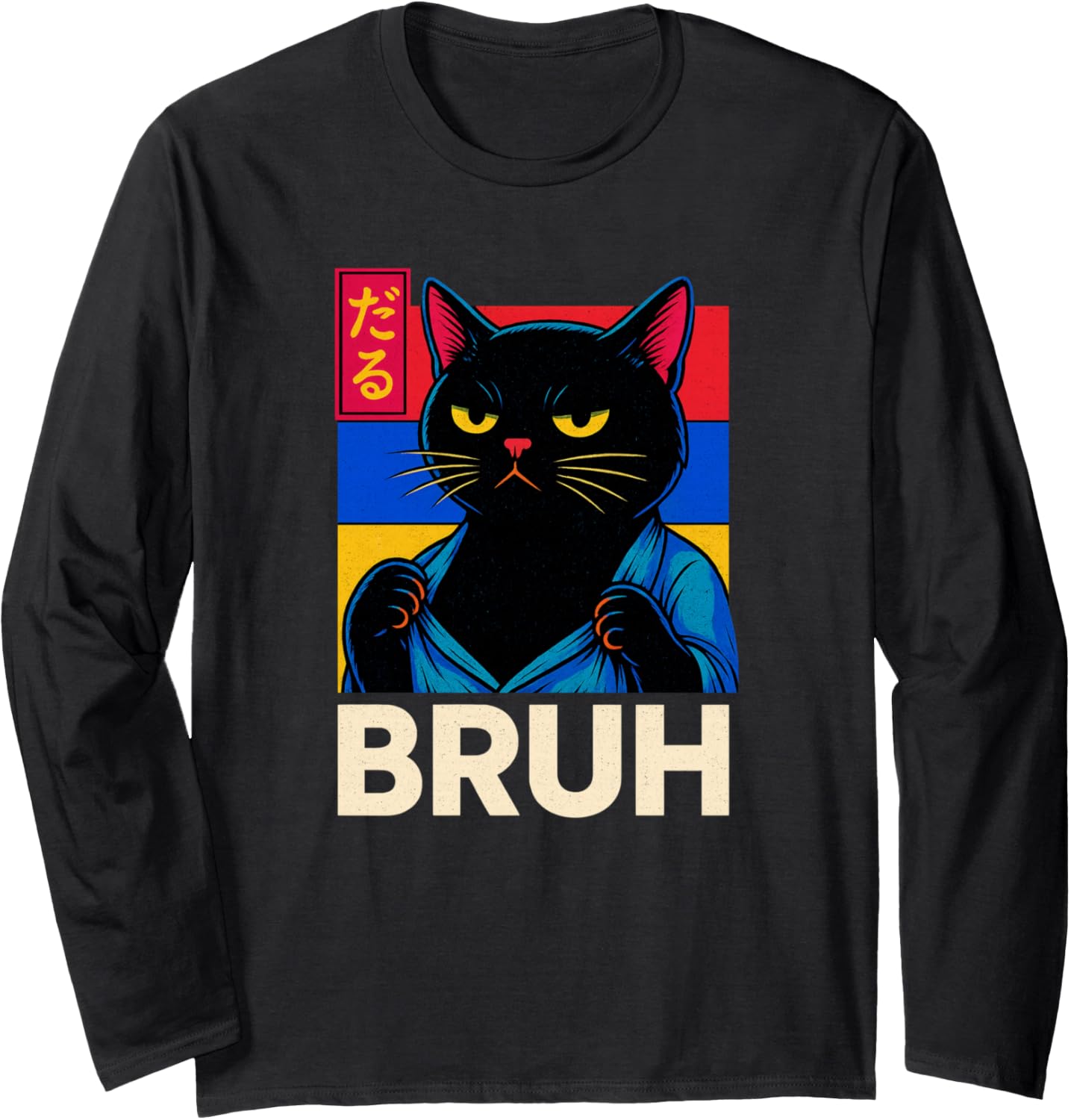 Funny Cat Bruh Teen Boys Girls Men Women Meme Japanese Anime Long Sleeve