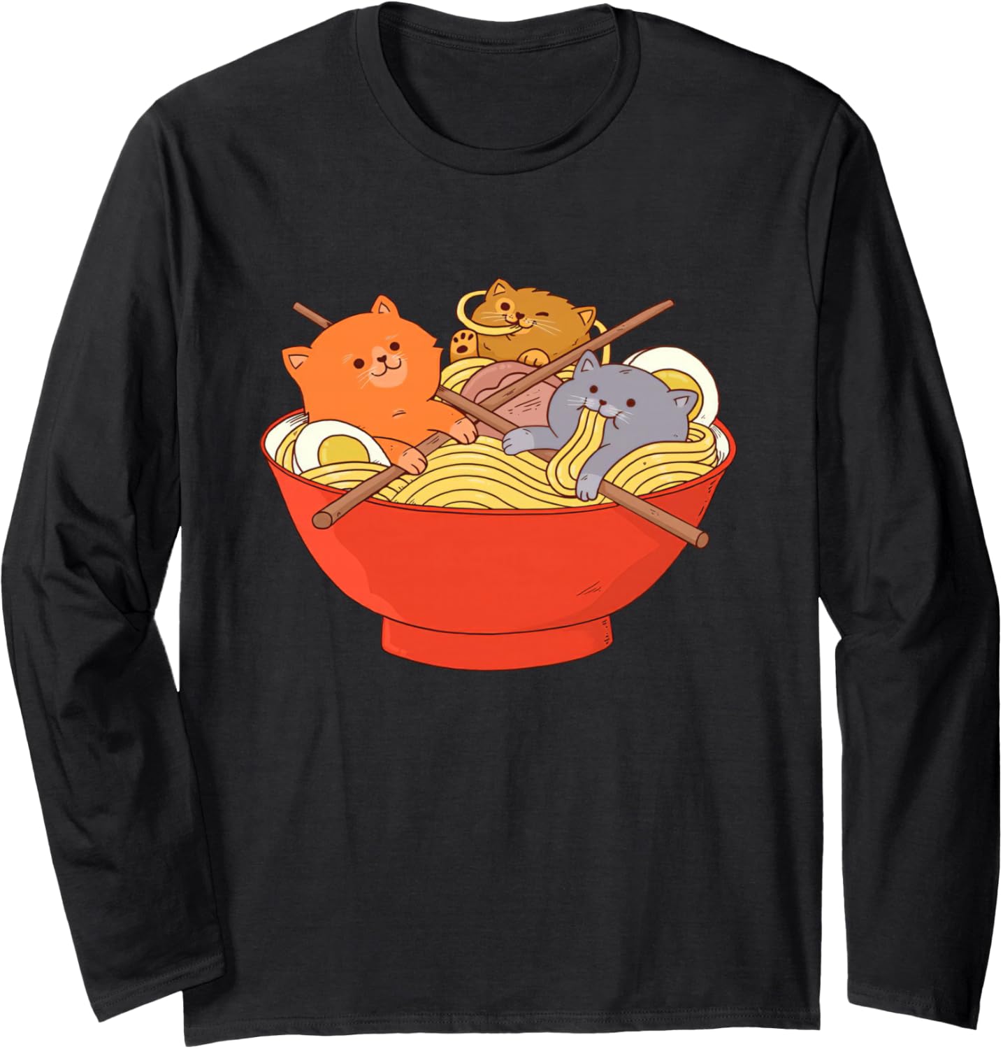 Ramen Cat Kawaii Neko Anime Otaku Cats Japanese Noodles Long Sleeve