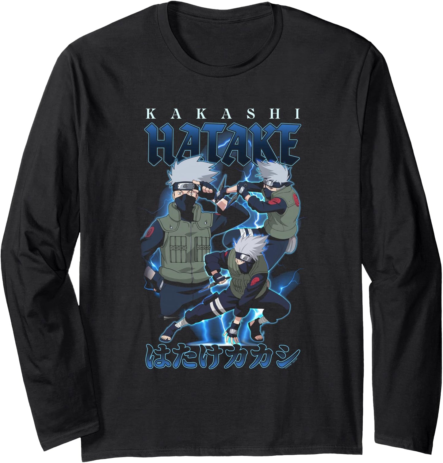 Naruto Shippuden Retro Kakashi Lightning Poses Anime Long Sleeve