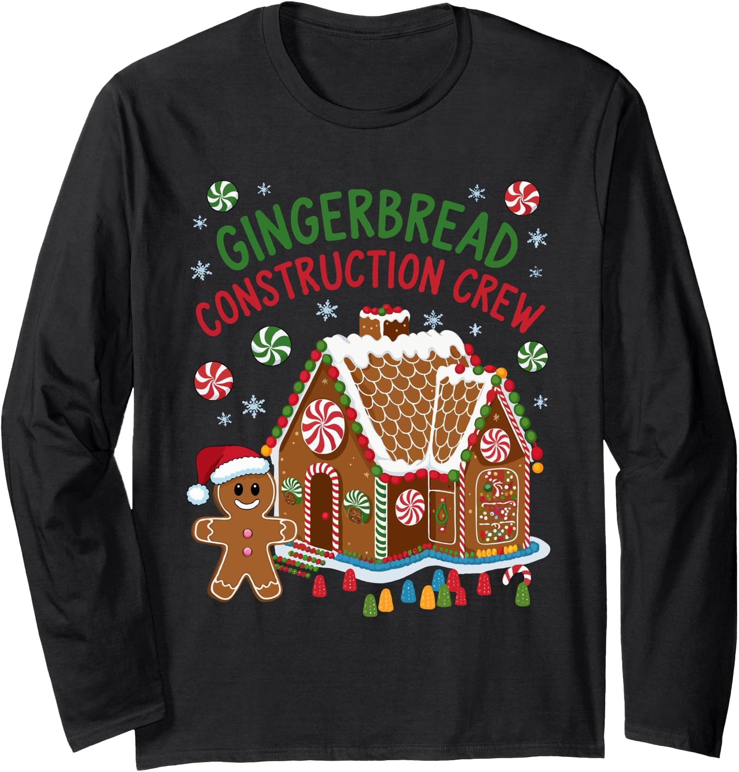 Gingerbread House Construction Crew Cookie Baking Christmas Long Sleeve