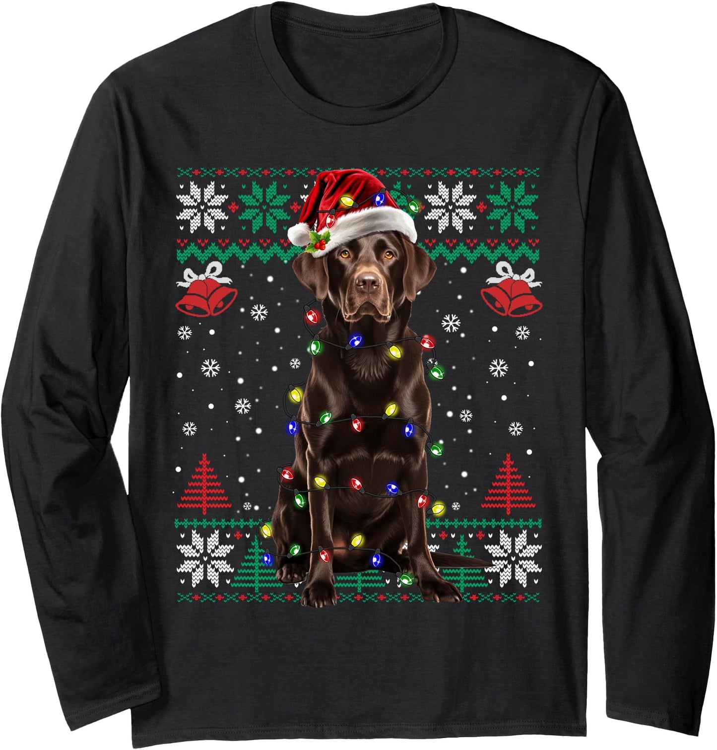 Chocolate Labrador Christmas Santa Ugly Sweater Lab Dog Love Long Sleeve