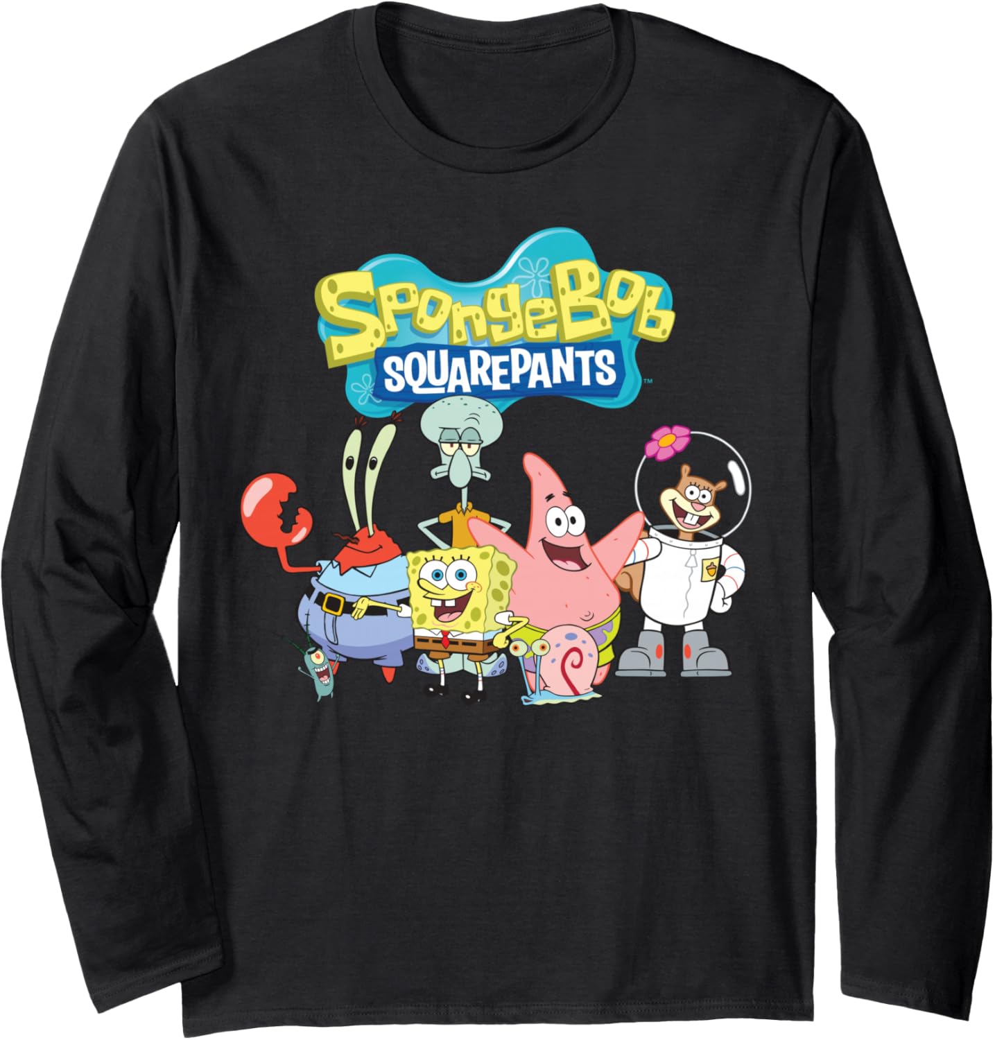 Spongebob Character Line Up With Logo Long Sleeve T-Shirt Long Sleeve