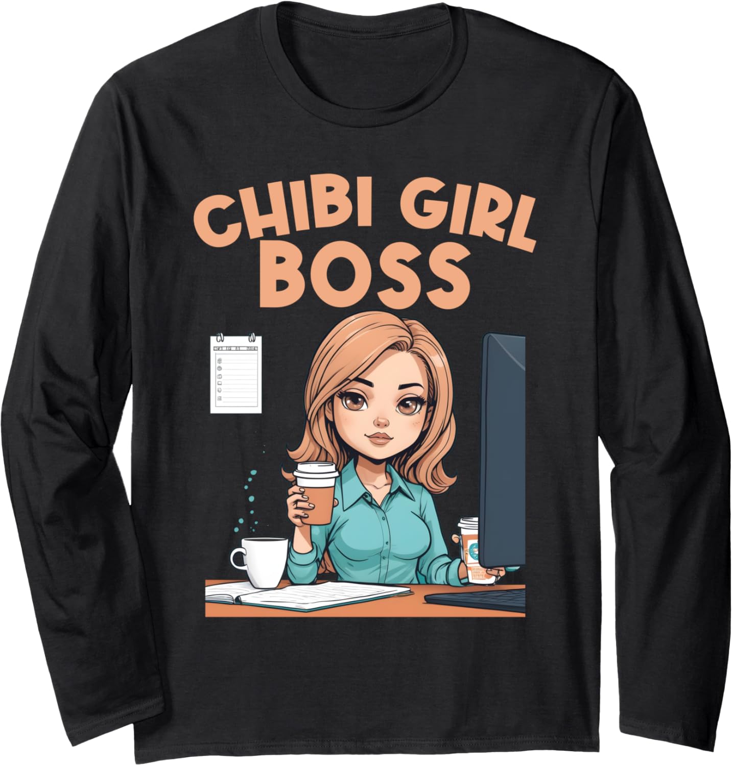 Cute Work From Home WFH Working From Home Chibi Employee Long Sleeve