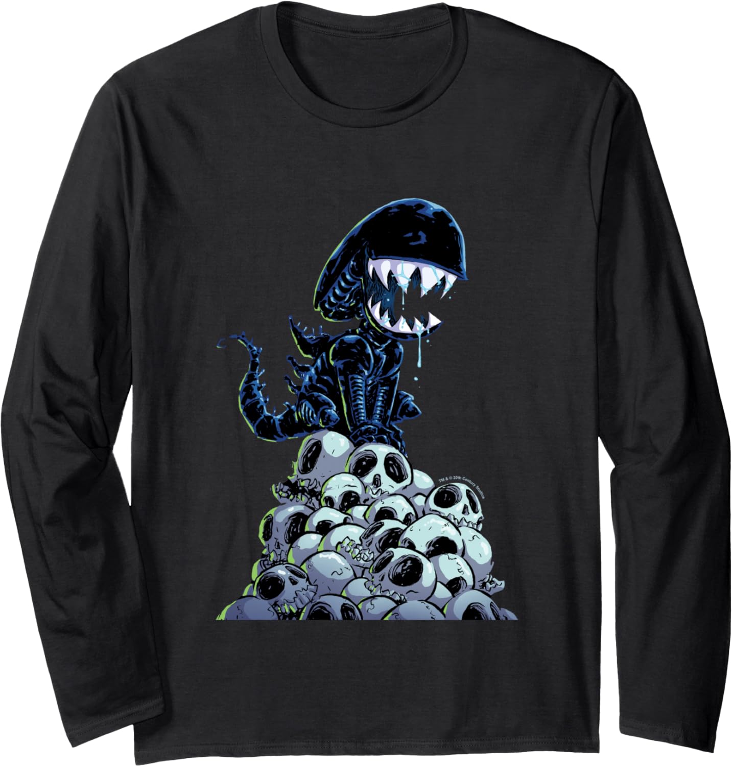 Aliens Xenomorph In Skull Mountain Big Chest Chibi Poster Long Sleeve
