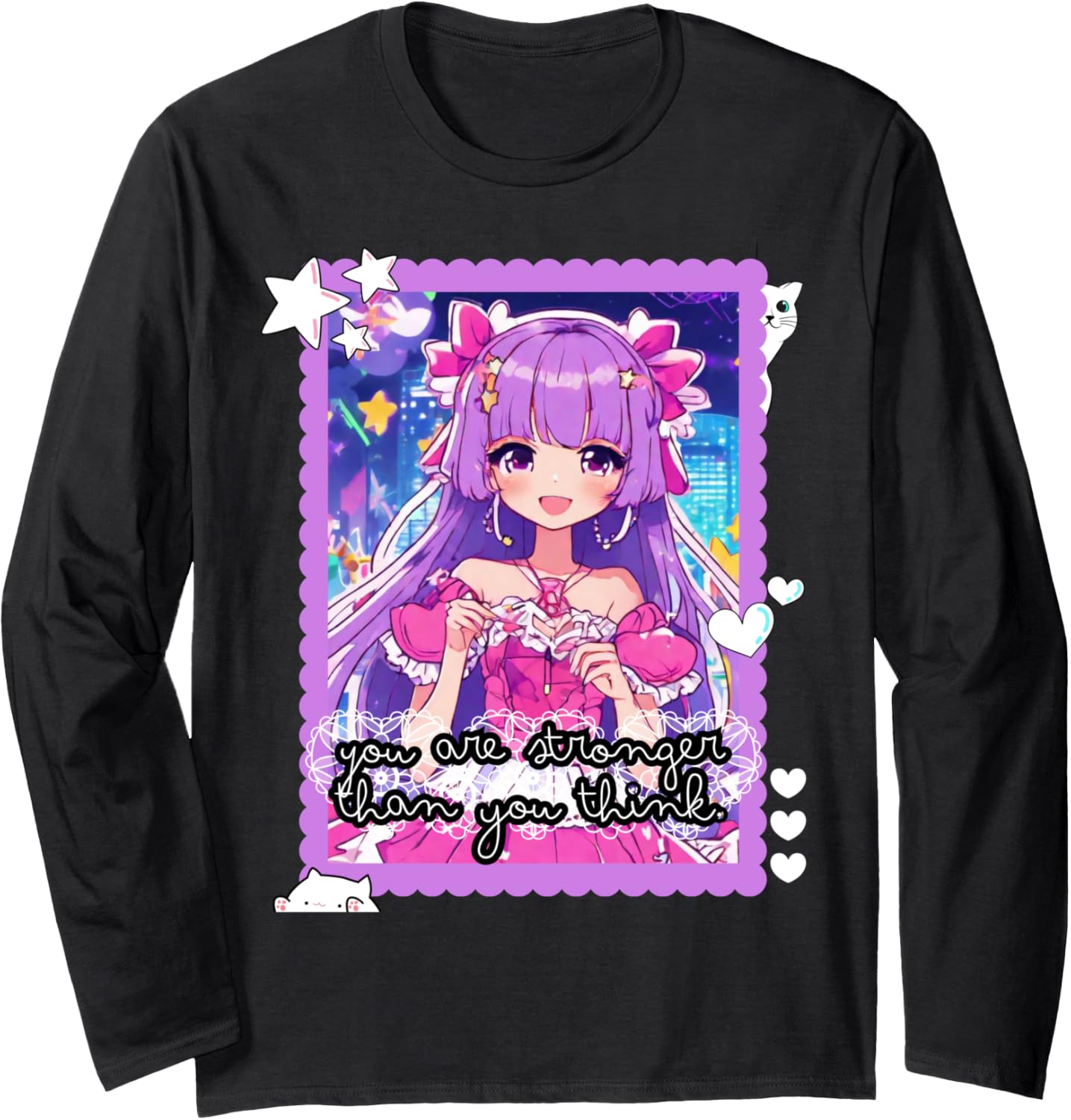Pastel Goth Resilience, Empowered Spirit Anime Chibi Cosplay Long Sleeve