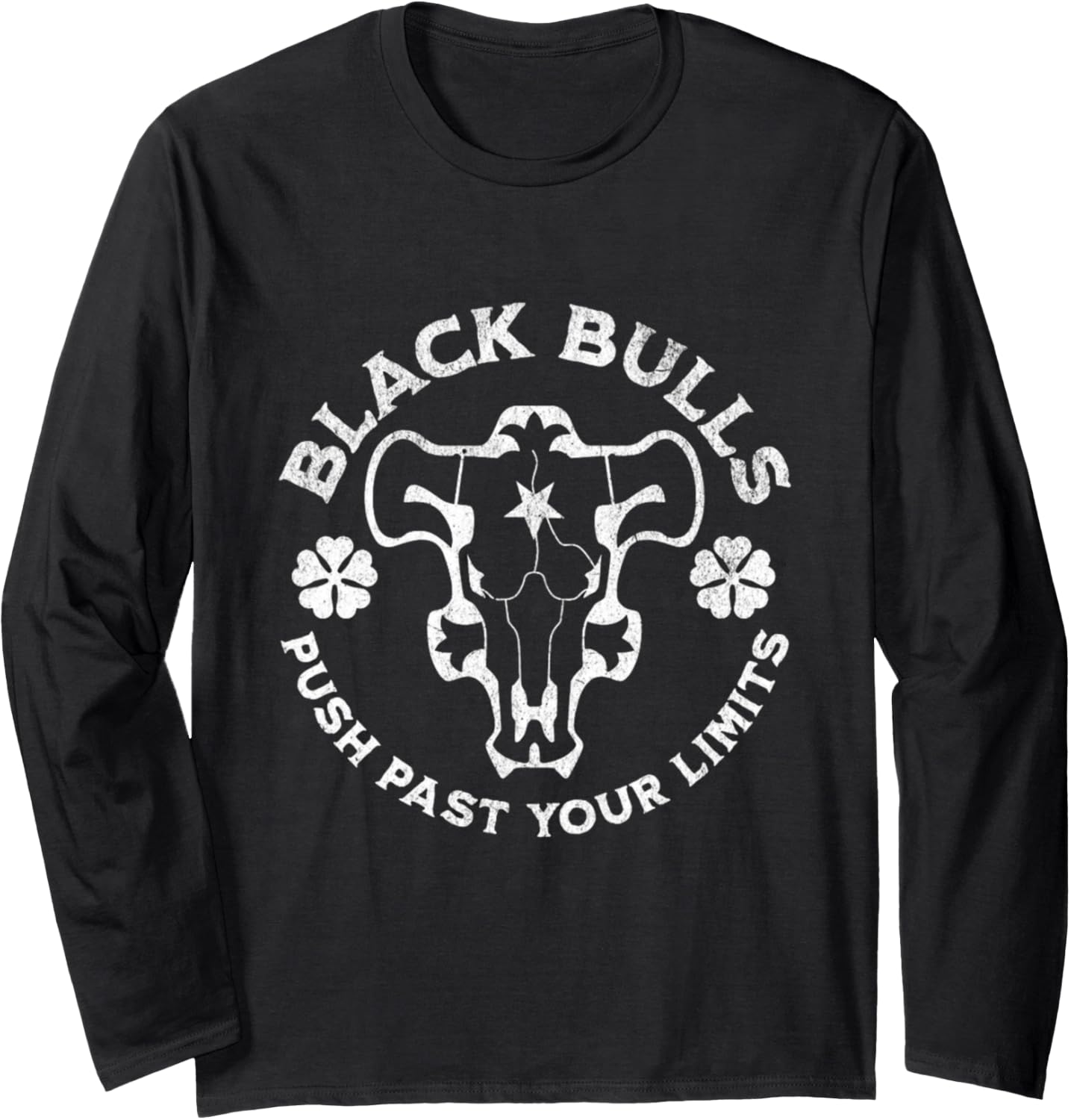Distressed Black Anime Clover Black Bulls Limits Long Sleeve