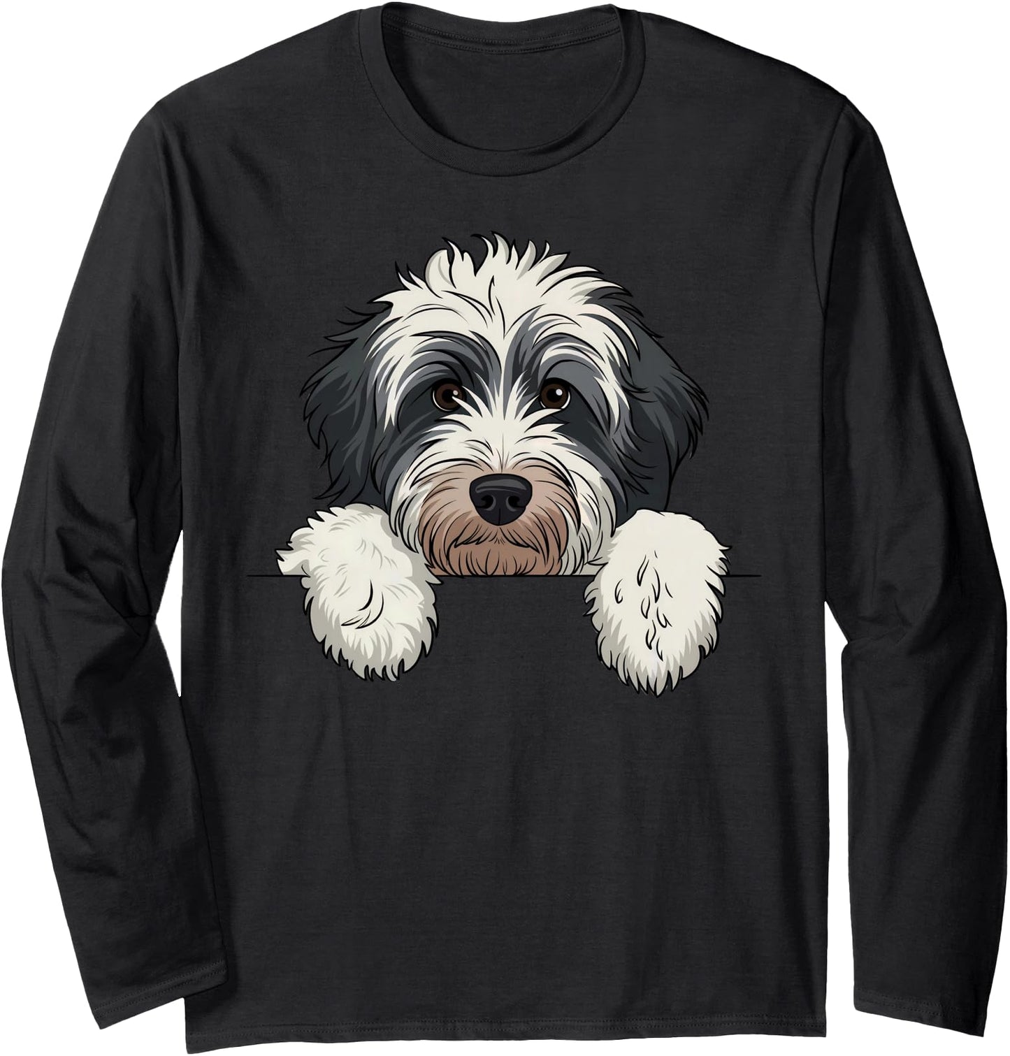 Cute Bernedoodle Peeking Doodle Puppy Dog Lover Men Women Long Sleeve
