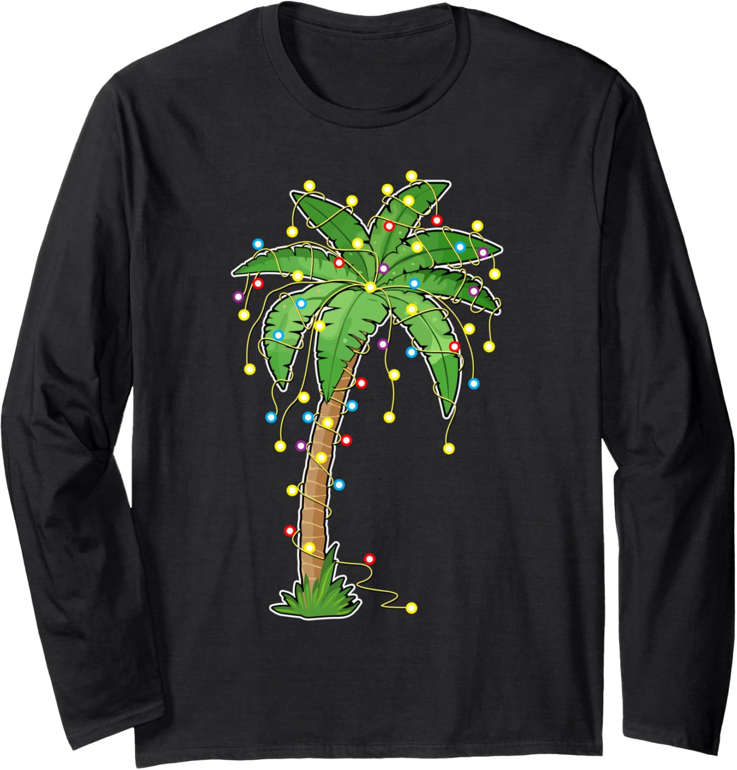 Christmas Lights Palm Tree Beach Funny Tropical Xmas Gift Long Sleeve