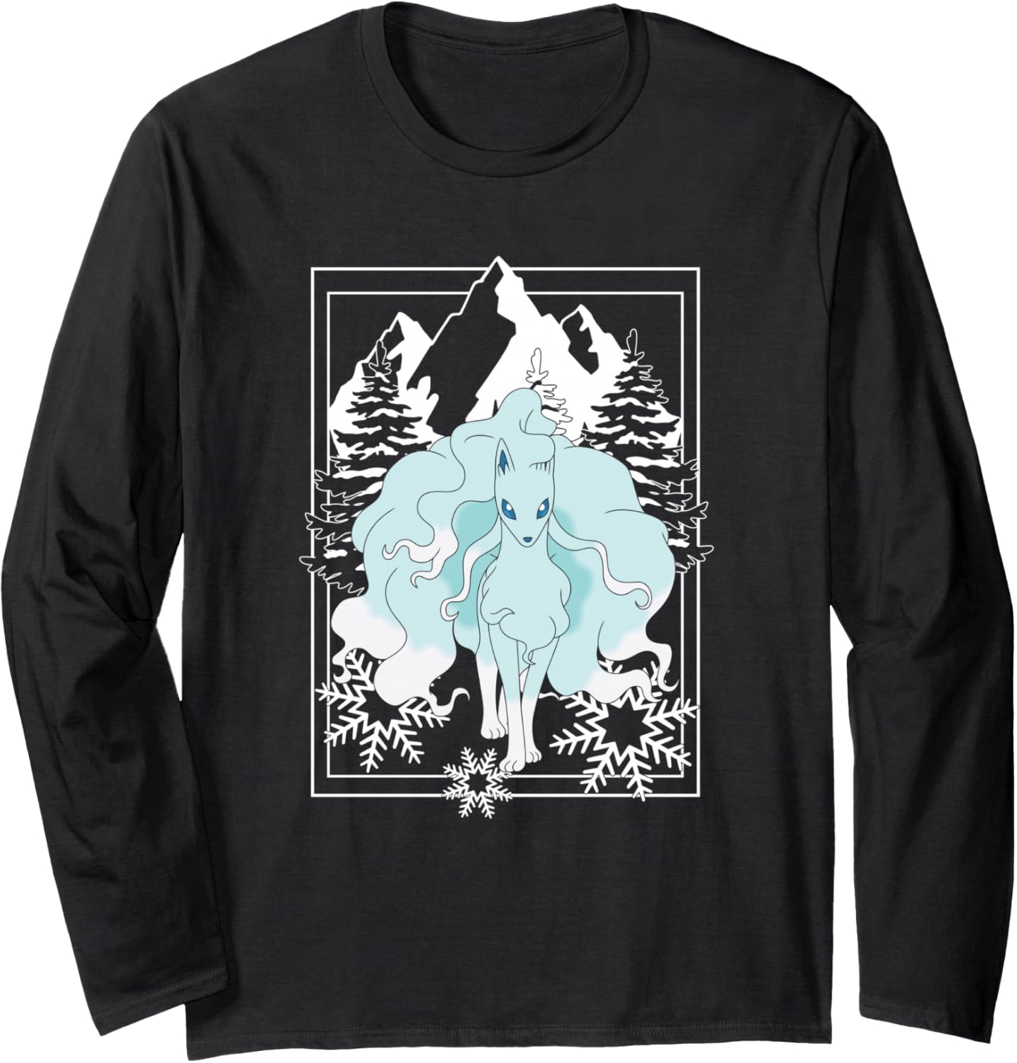 Pokémon Alolan Ninetales Frozen Mountains Retro Portrait Long Sleeve