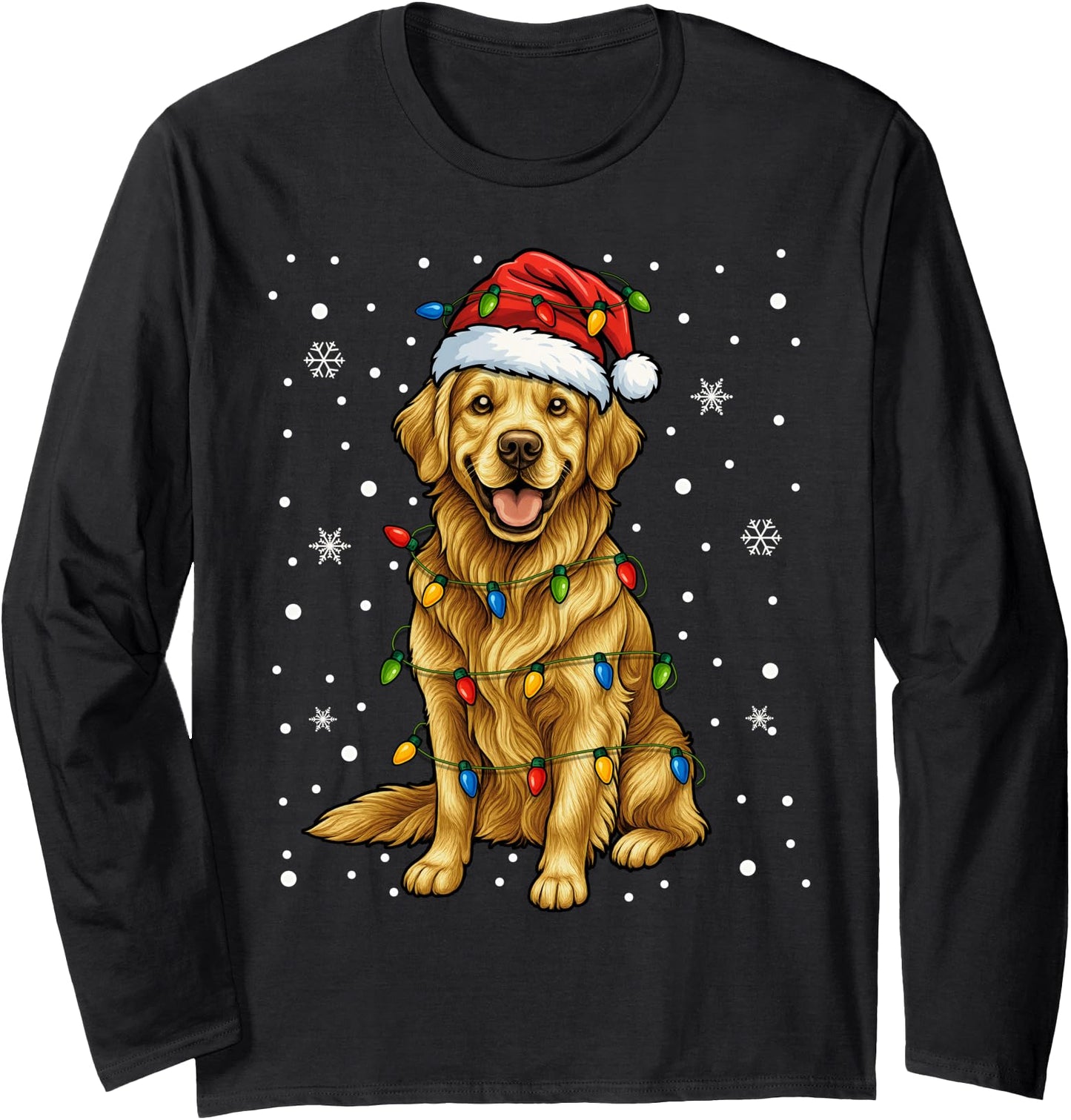 Golden Retriever Christmas Tree Light Pajama Dog Xmas Long Sleeve