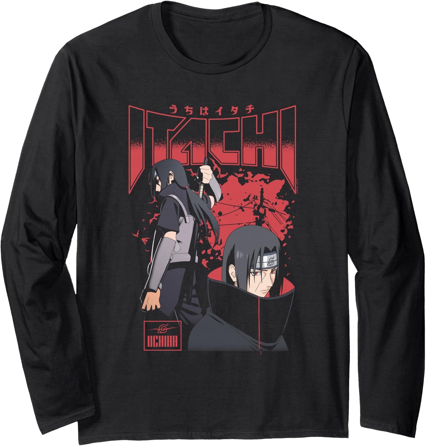Naruto Shippuden Itachi Uchiha Red Splatter Anime Long Sleeve