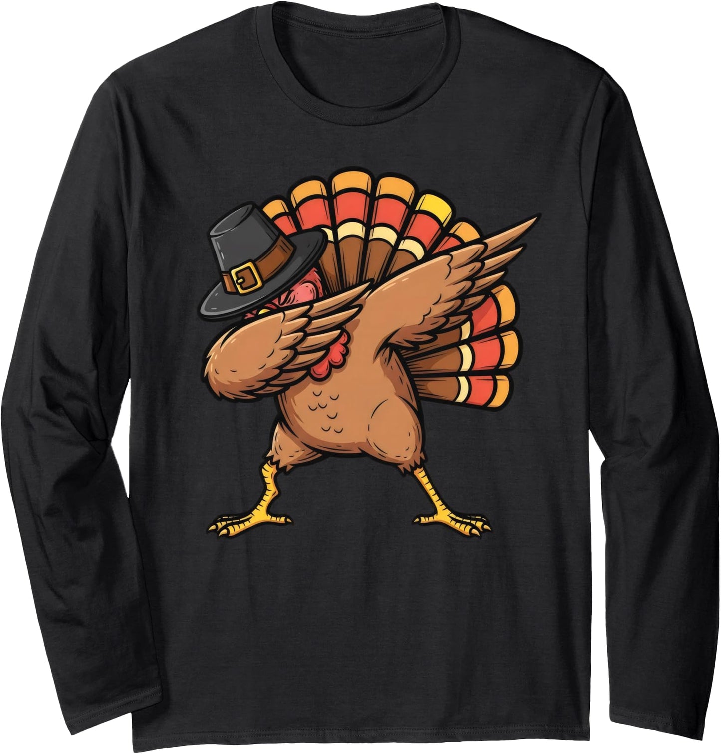 Funny Dabbing Turkey Day Thanksgiving Turkey Dab Boys Long Sleeve