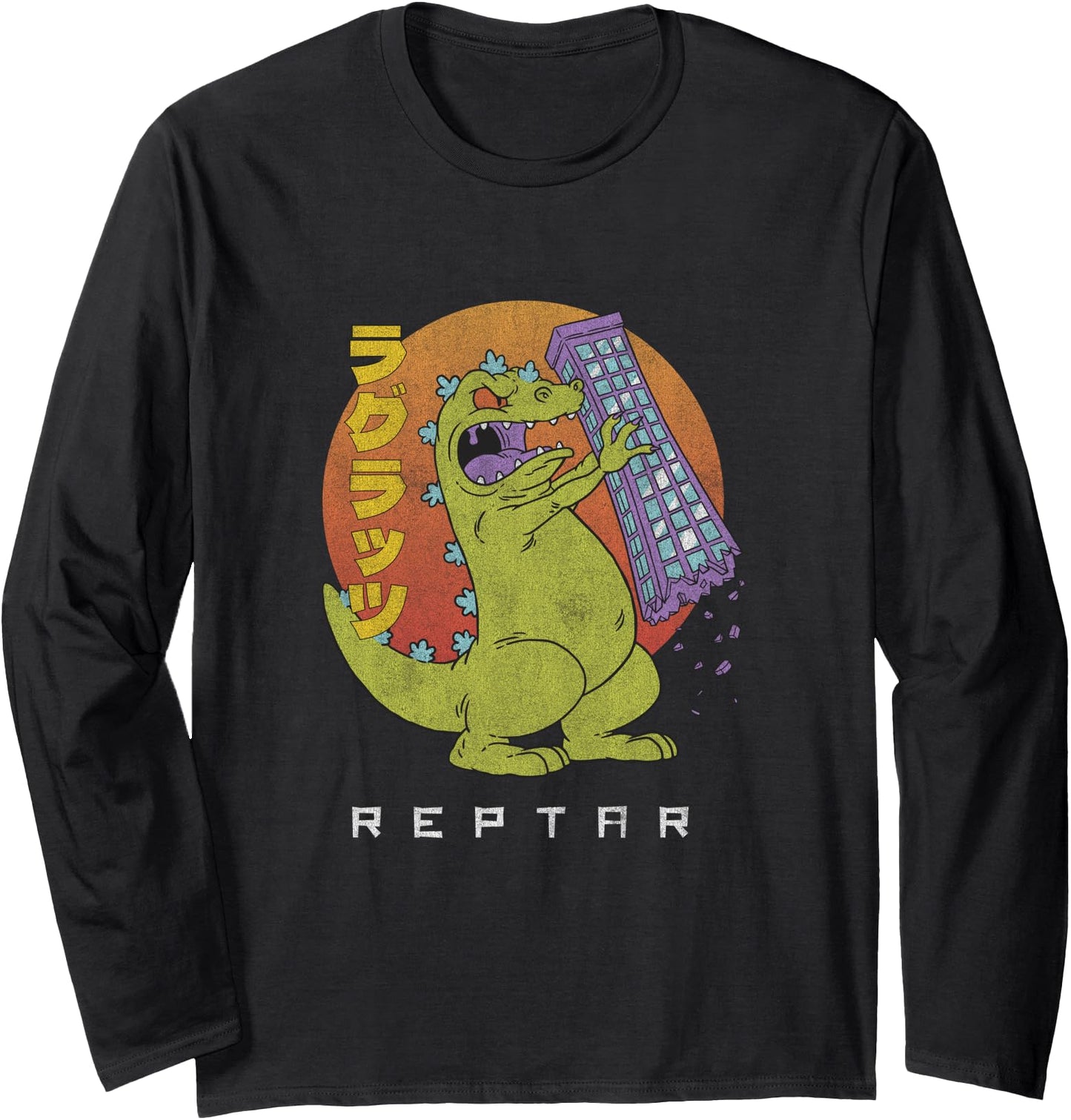 Rugrats Reptar With Building Sunset Japanese Kanji Long Sleeve
