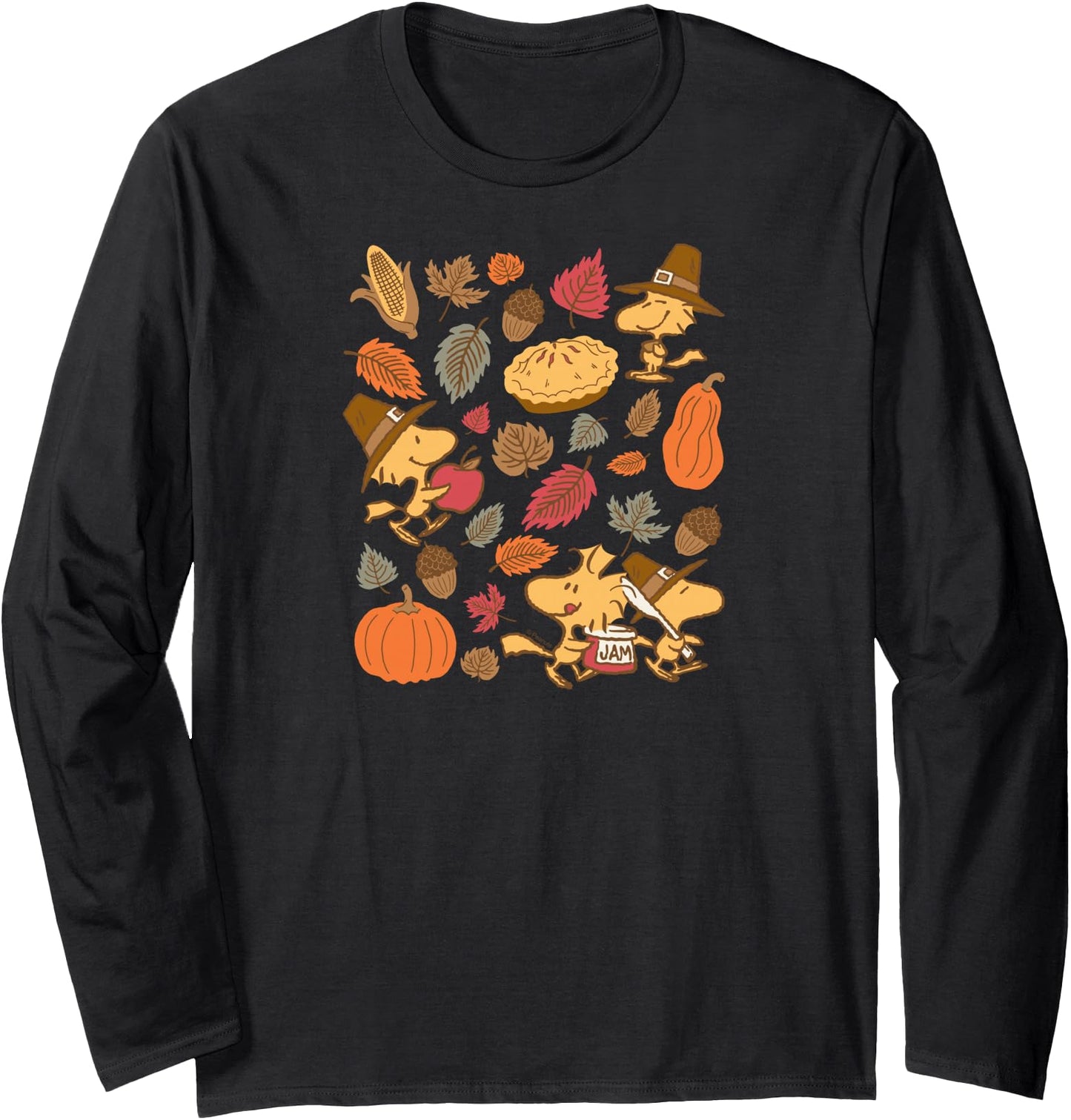 Thanksgiving Woodstock Fall Icons Graphic Tee Long Sleeve