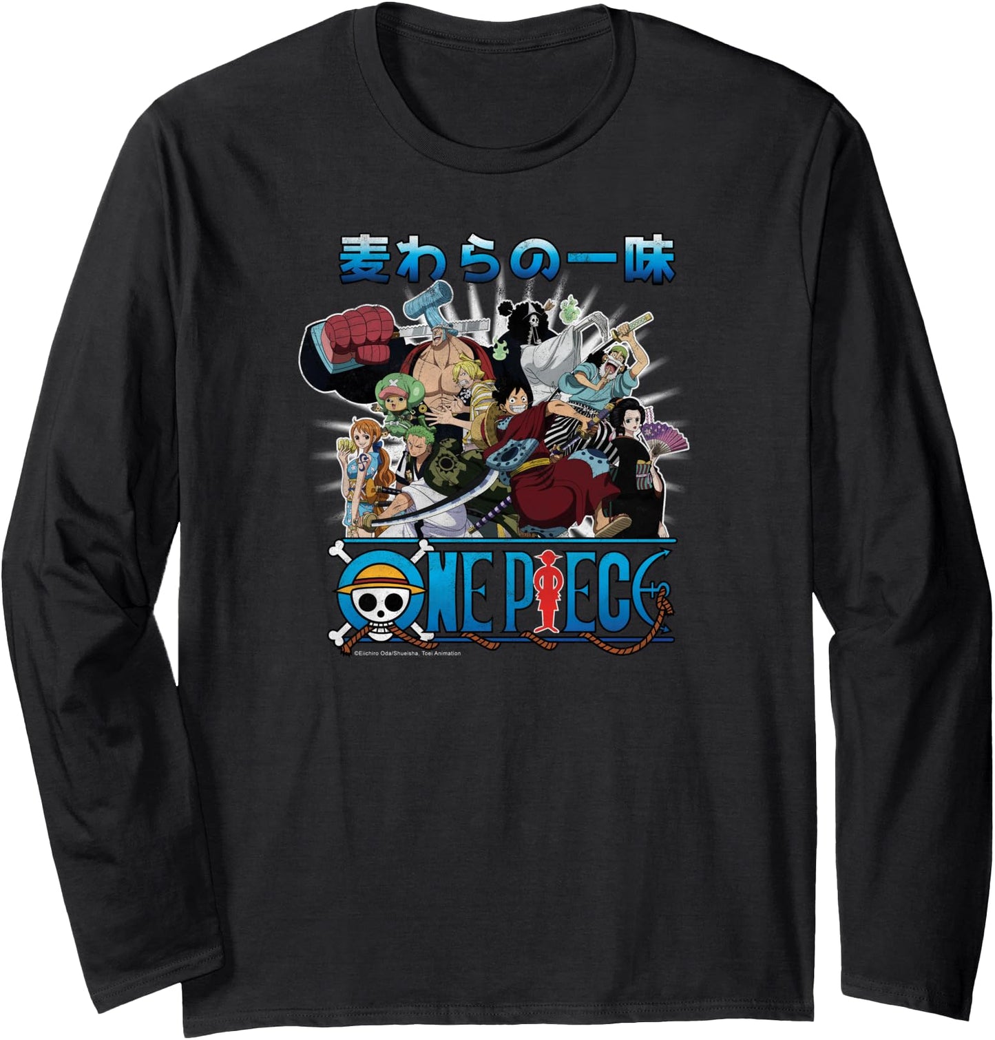 One Piece Anime Retro Straw Hat Crew Cast Collage Long Sleeve