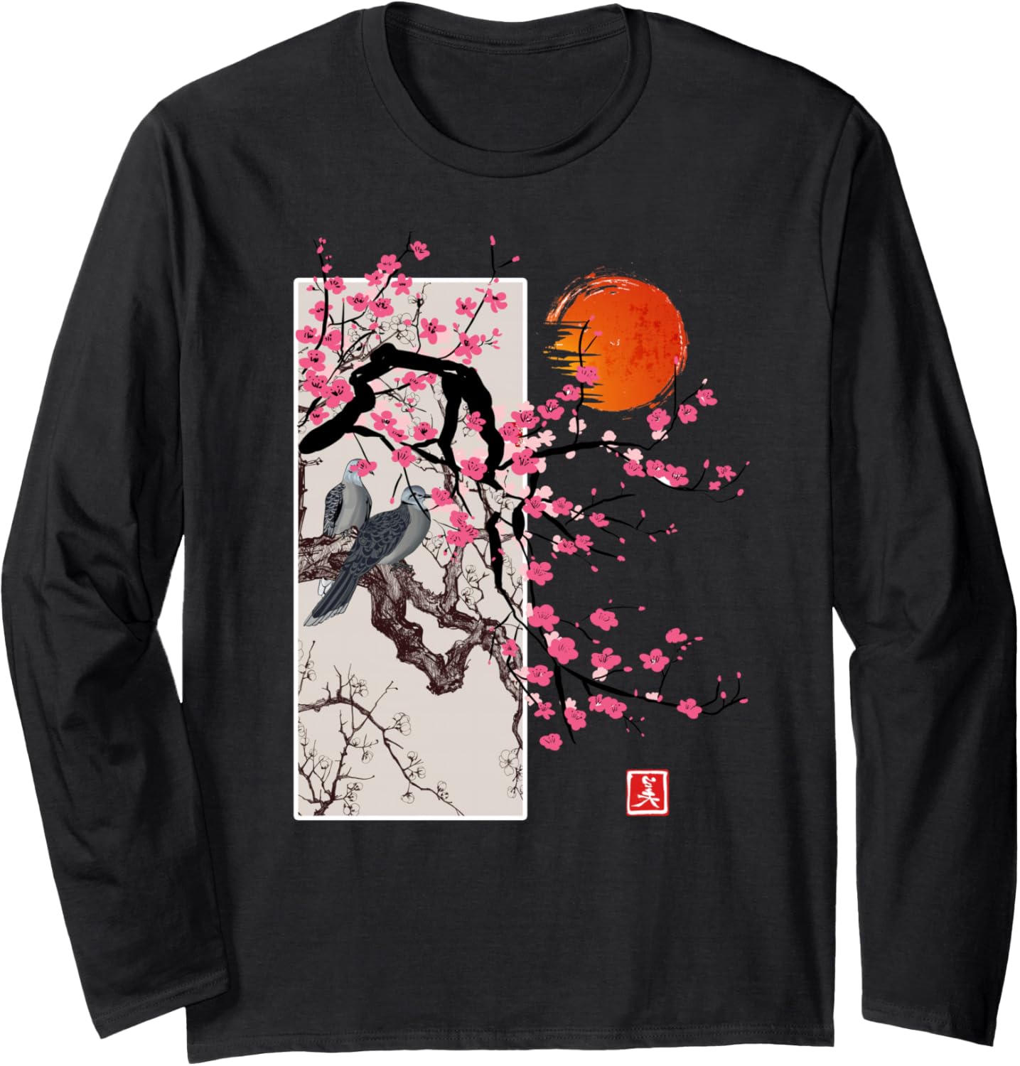 Vintage Sakura Blossom Japanese Cherry Scenery Gift Tee Long Sleeve