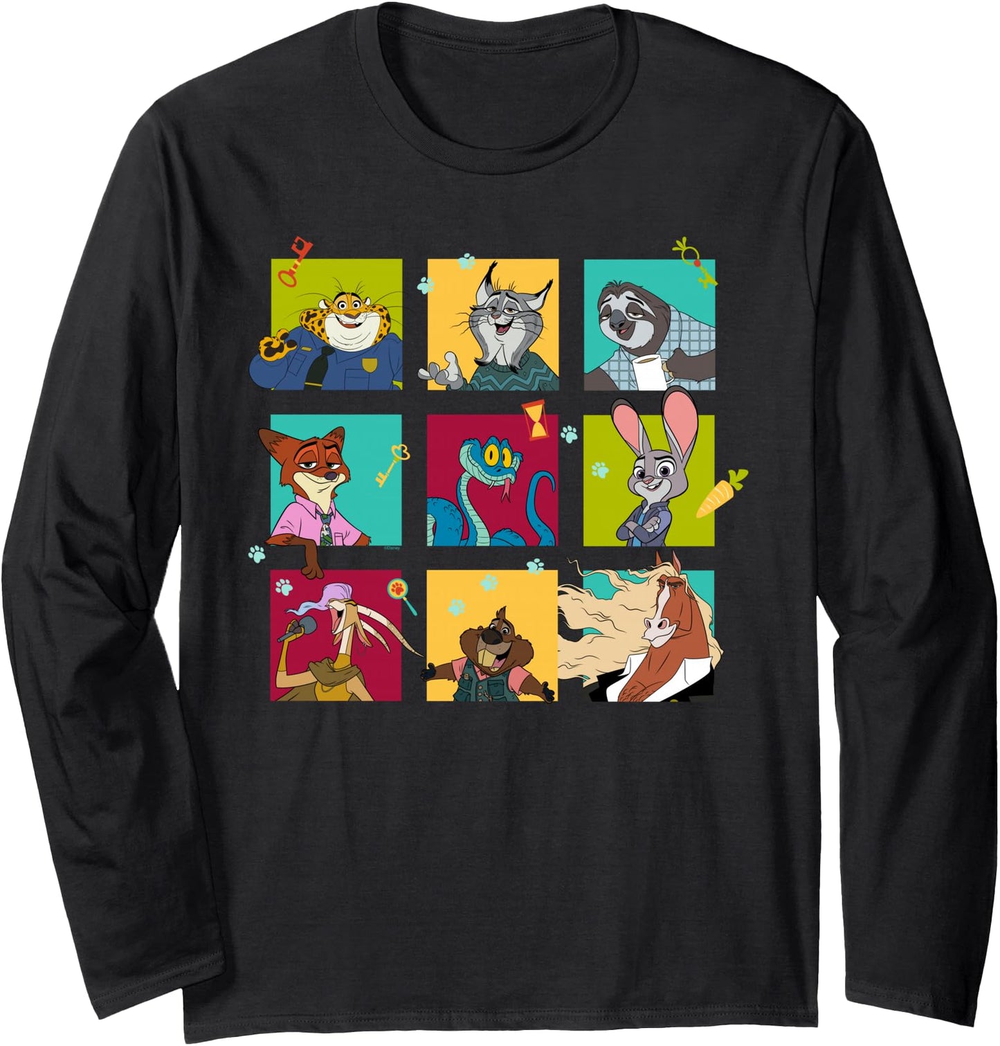 Disney Zootopia 2 Illustrated Characters Grid Long Sleeve