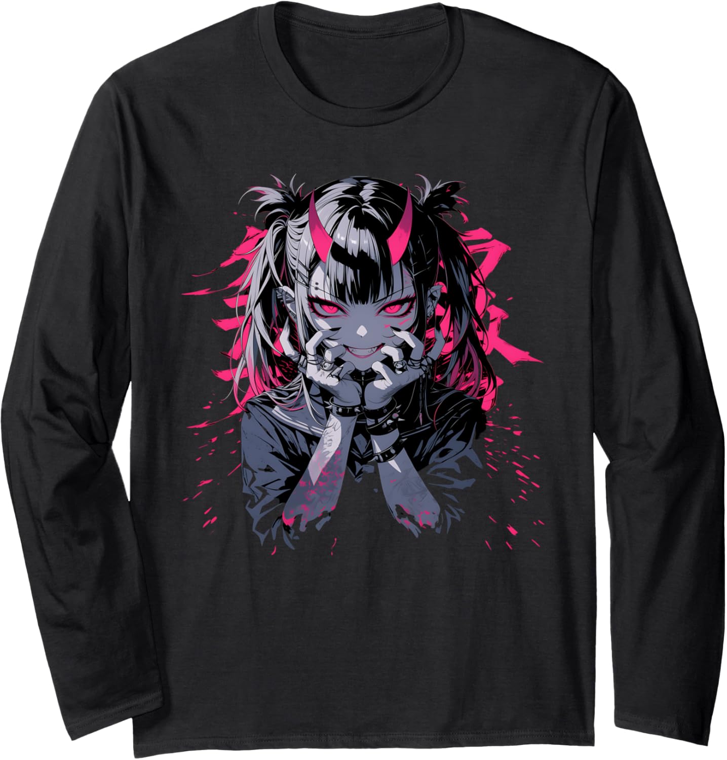 Goth Grunge Demon Anime Girl Waifu Horror Alt Aesthetic Long Sleeve