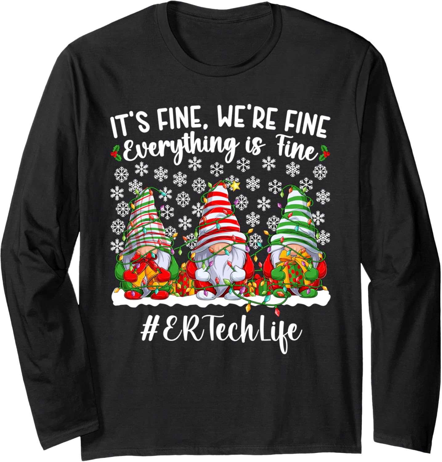 Funny ER Tech Christmas Emergency Room Tech Xmas Party Long Sleeve