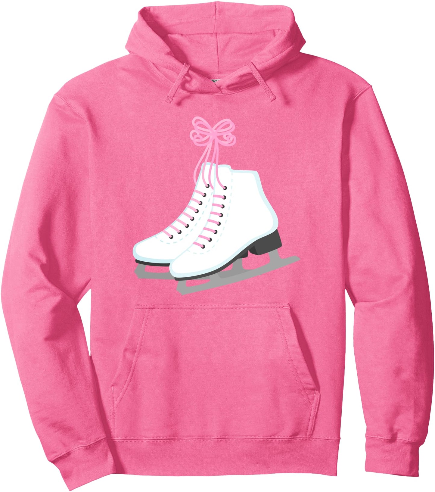 Girls Ice Skates with Pink Color Shoe Laces Figure Skater Pullover Hoodie