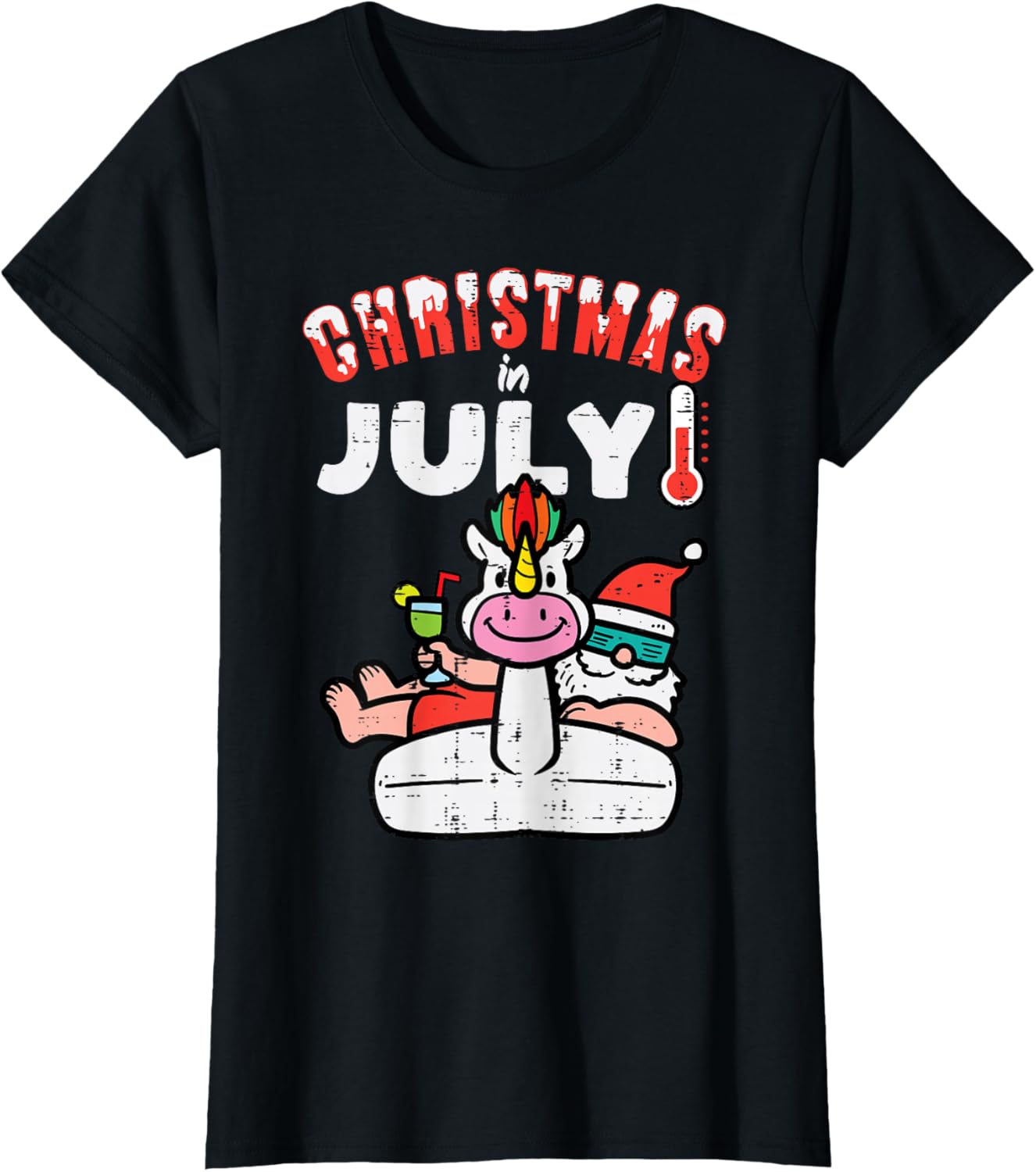 Christmas July Santa Unicorn Float Xmas Girls Kids Toddler