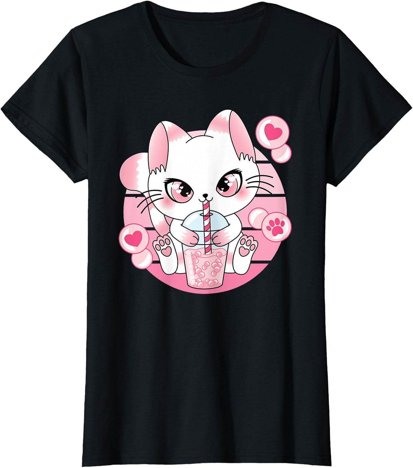Japanese Anime Cat Kawaii Bubble Tea Women Girls