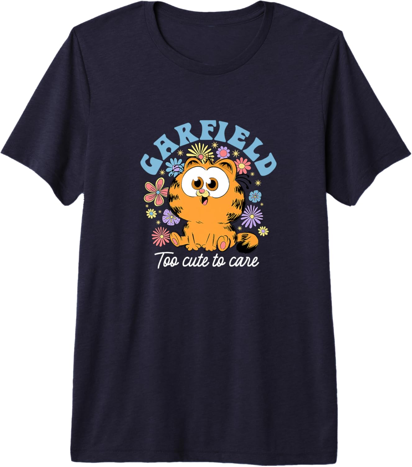 Garfield Chibi Floral Too Cute to Care in White Text Premium