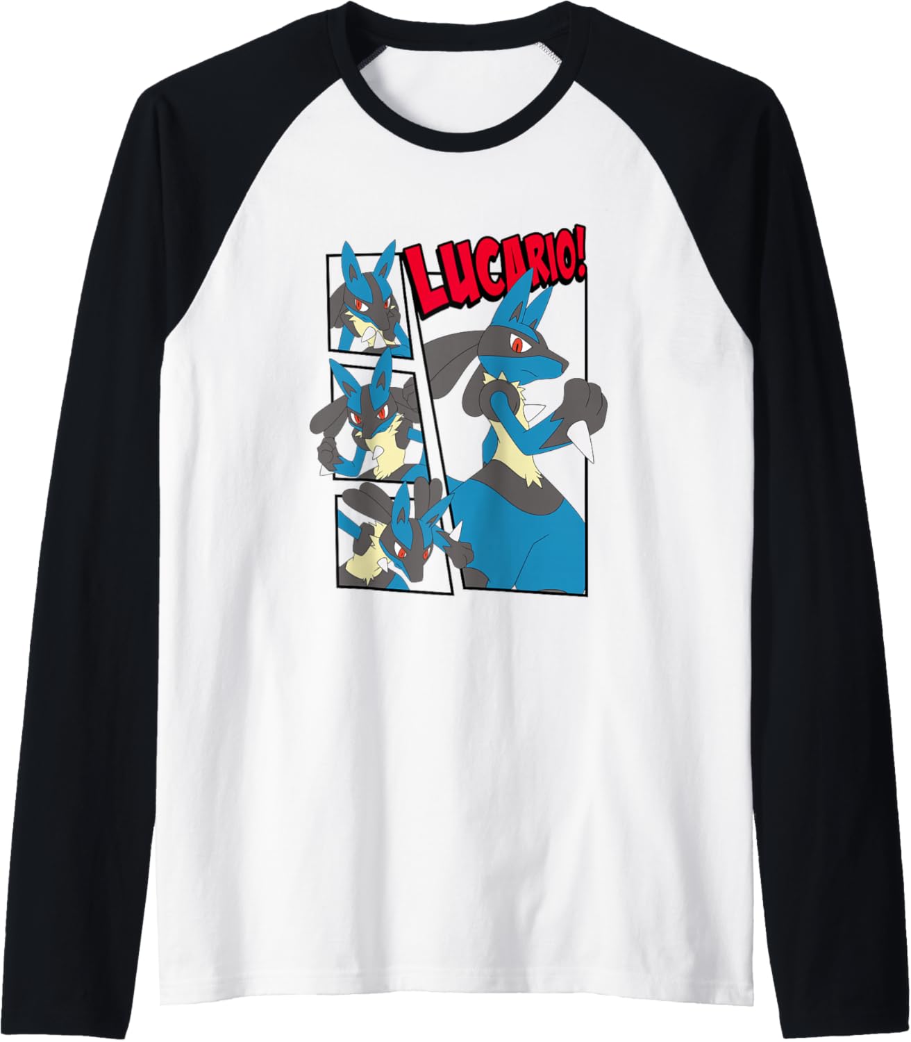 Pokémon Epic Lucario! Poses Collage Retro Big Chest Poster Raglan Baseball Tee