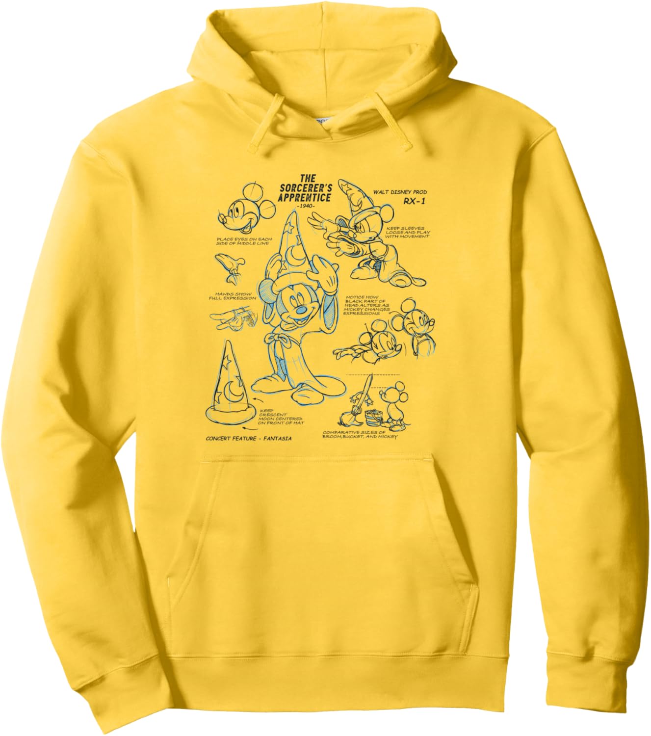 Disney Ink and Paint Sorcerer Mickey Mouse Model Sheet 1940 Pullover Hoodie
