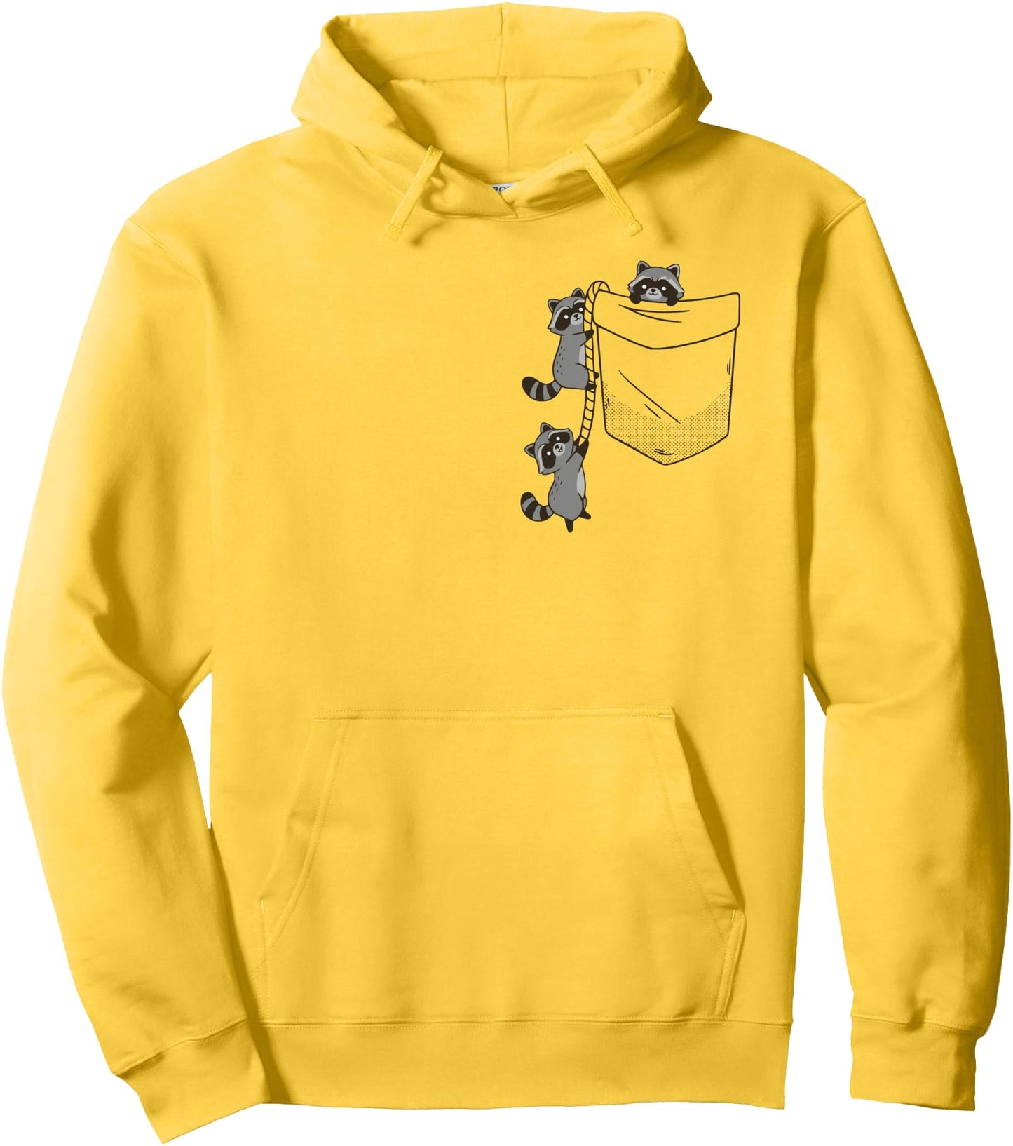 Cute Raccoons Climbing into Pocket fun design Pullover Hoodie