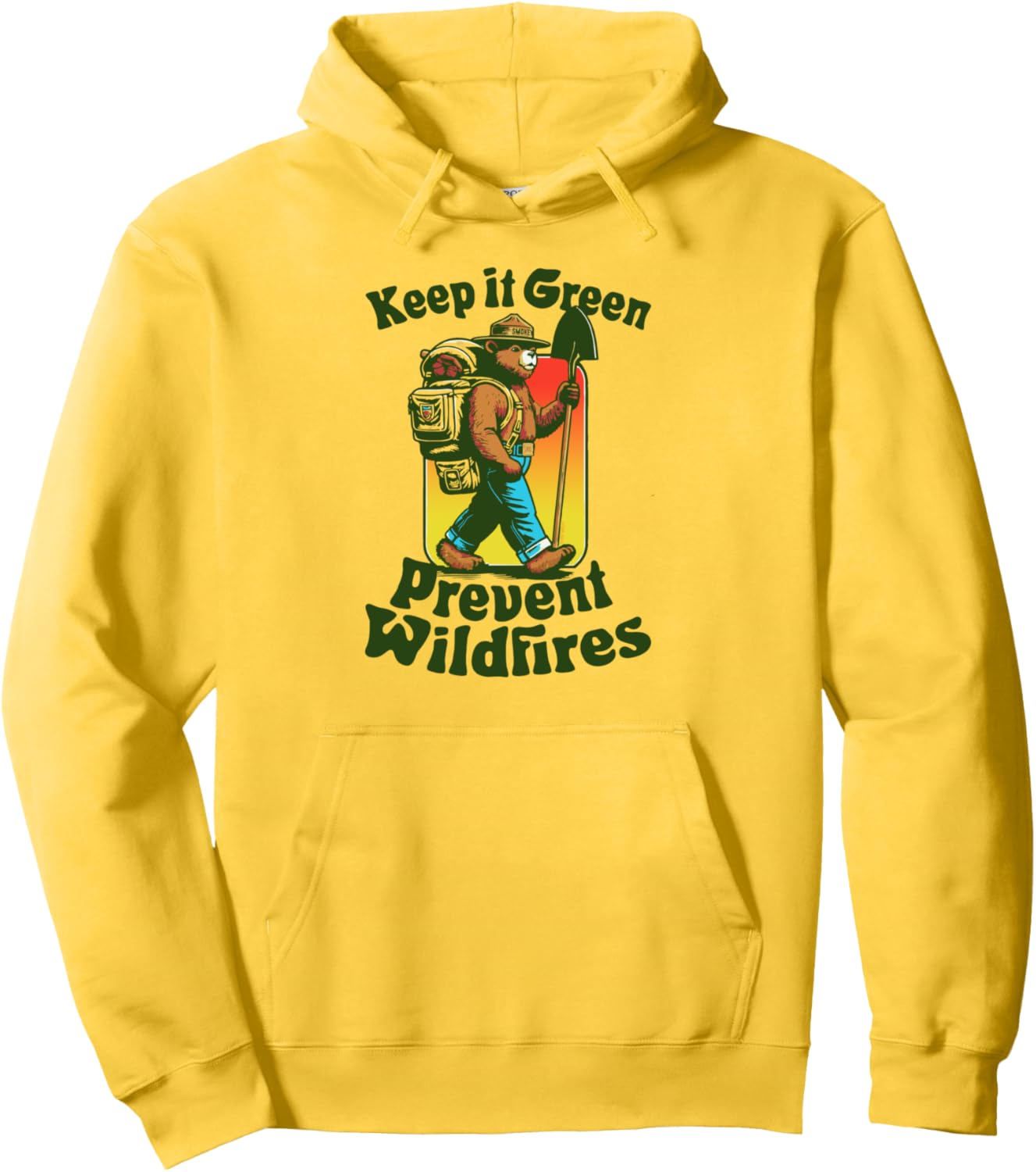 Keep It Green! Prevent Wildfires Backpacking Smokey Bear Pullover Hoodie
