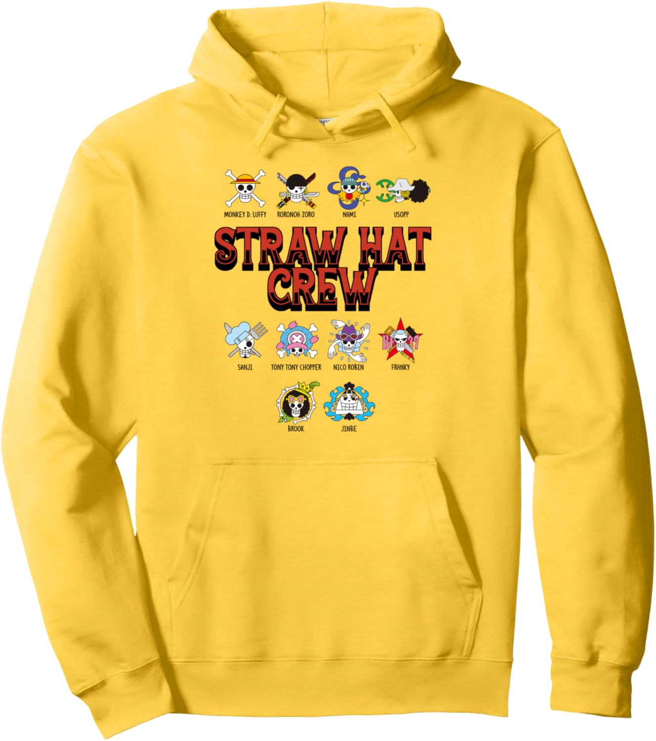 One Piece Anime Straw Hat Crew Jolly Roger Logos Pullover Hoodie