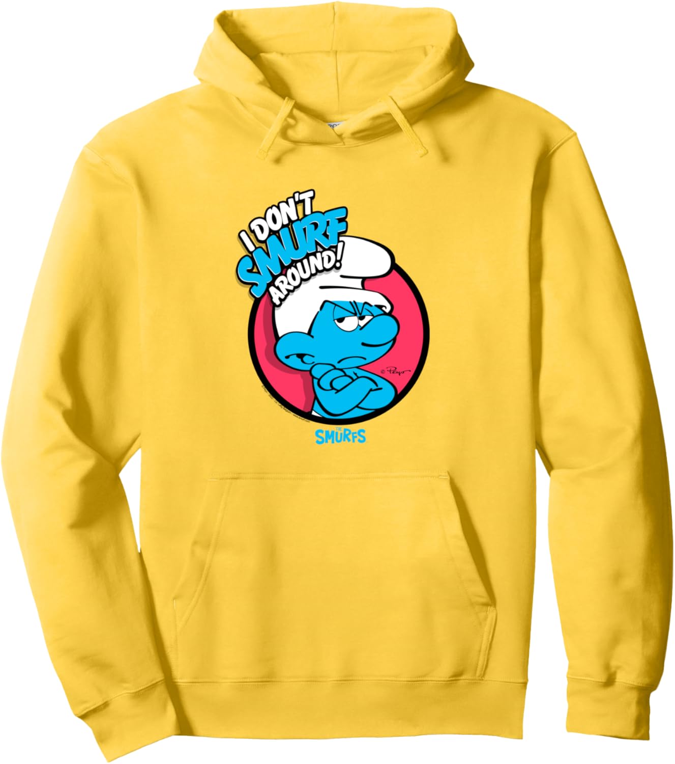 The Smurfs I Don't Smurf Around Retro Cartoon Pullover Hoodie