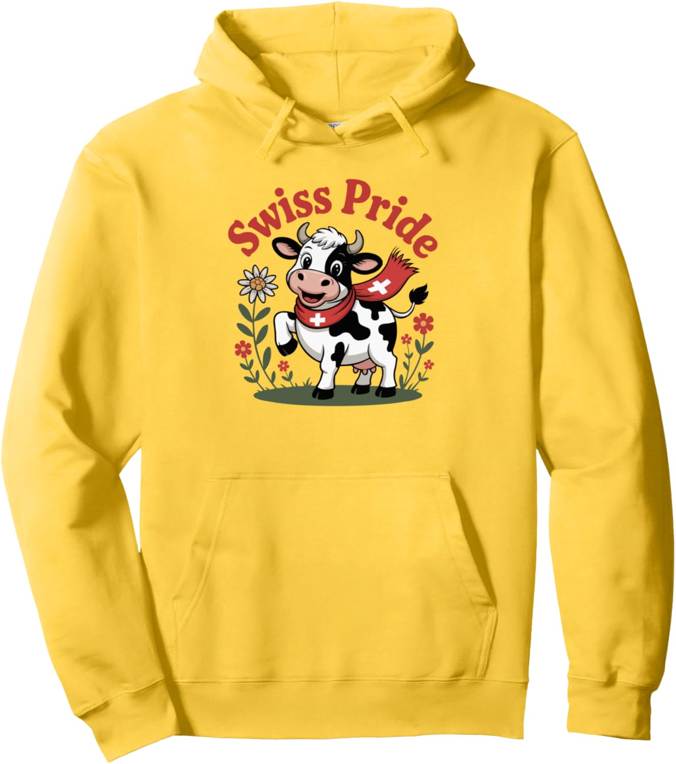 Swiss Pride Cute Cow Switzerland Flag Pullover Hoodie