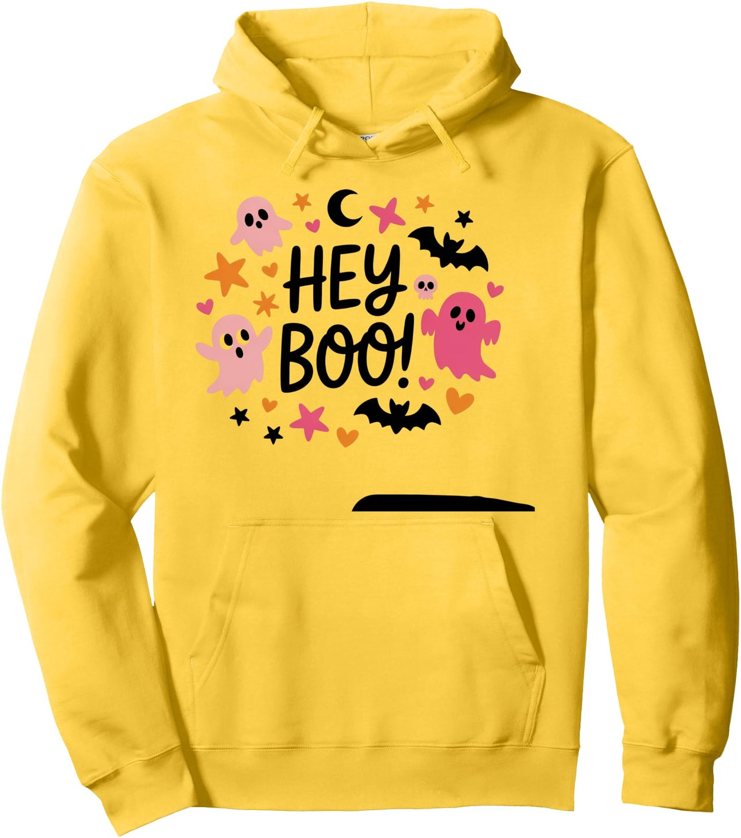 Hey Boo Shirt Cute Pink Orange Ghost Stars Skulls Bats Pullover Hoodie
