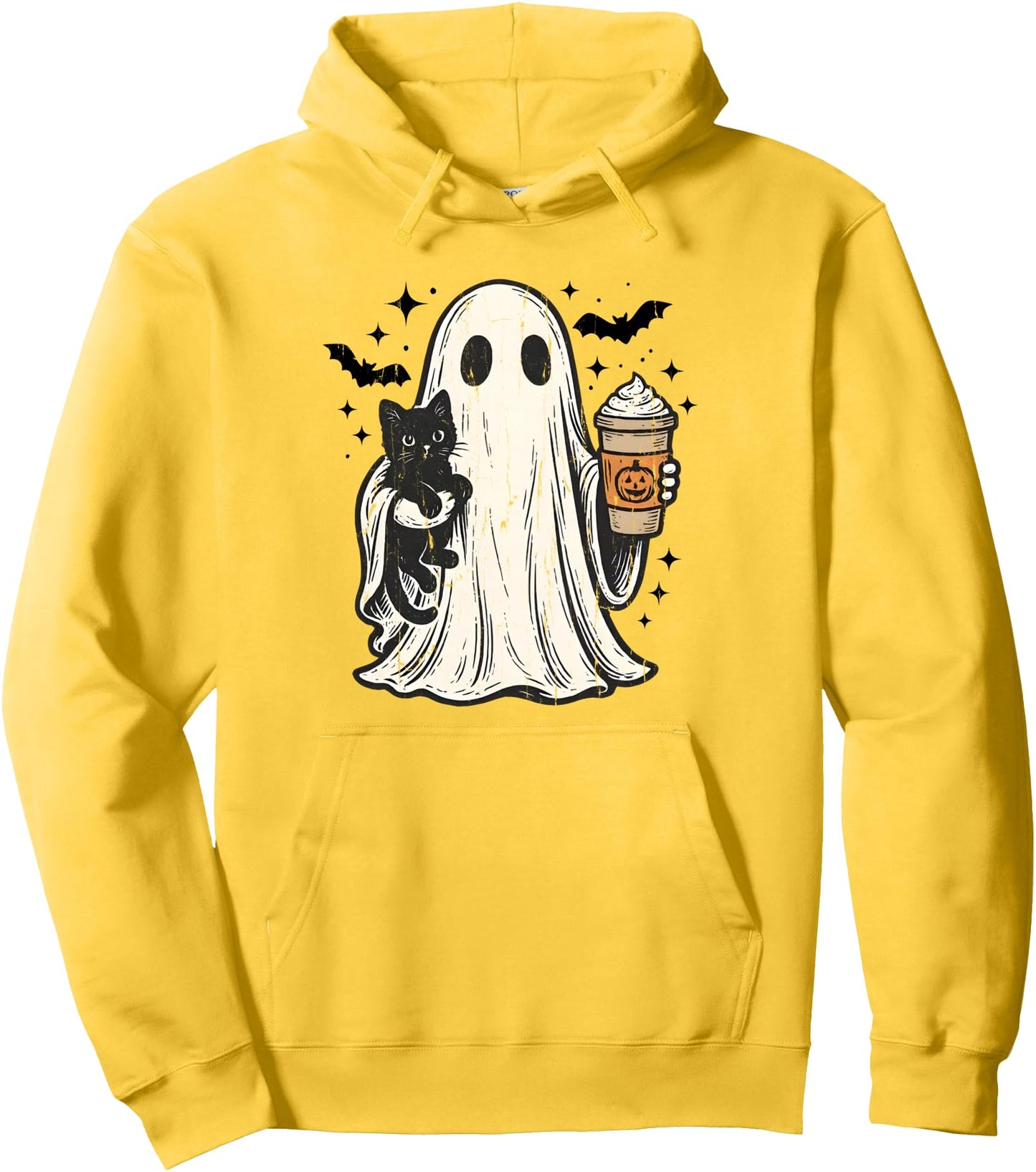 Cute Ghost And Cat, Pumpkin Spice Ghost Pullover Hoodie