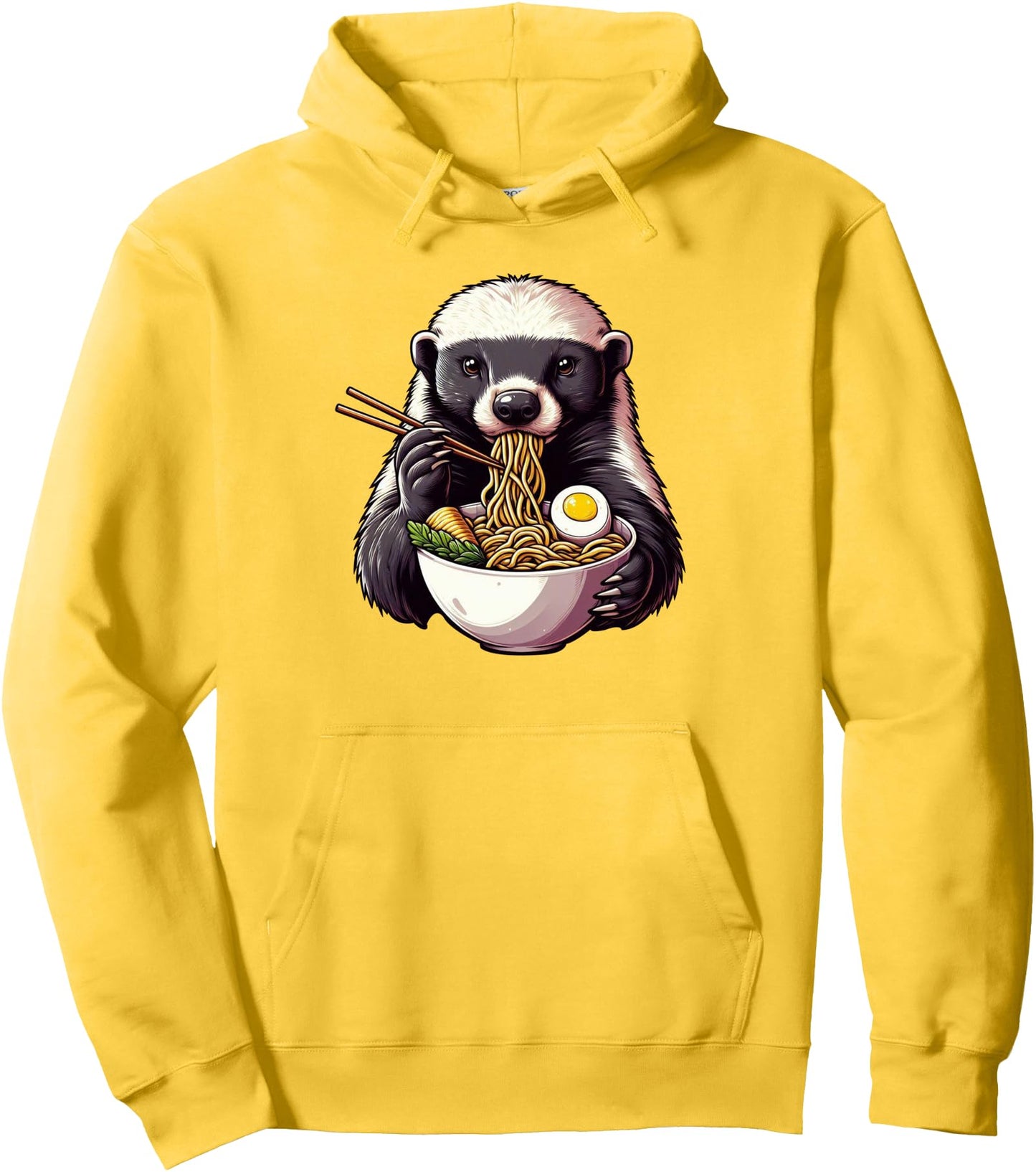 Honey Badger Eating Ramen Japanese Noodles Soup Pullover Hoodie