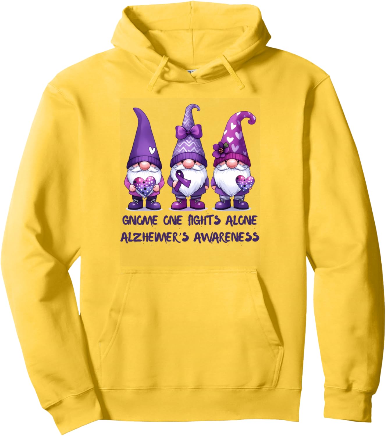 Alzheimer's Awareness Gnome One Fight Alone ALZ Dementia Pullover Hoodie
