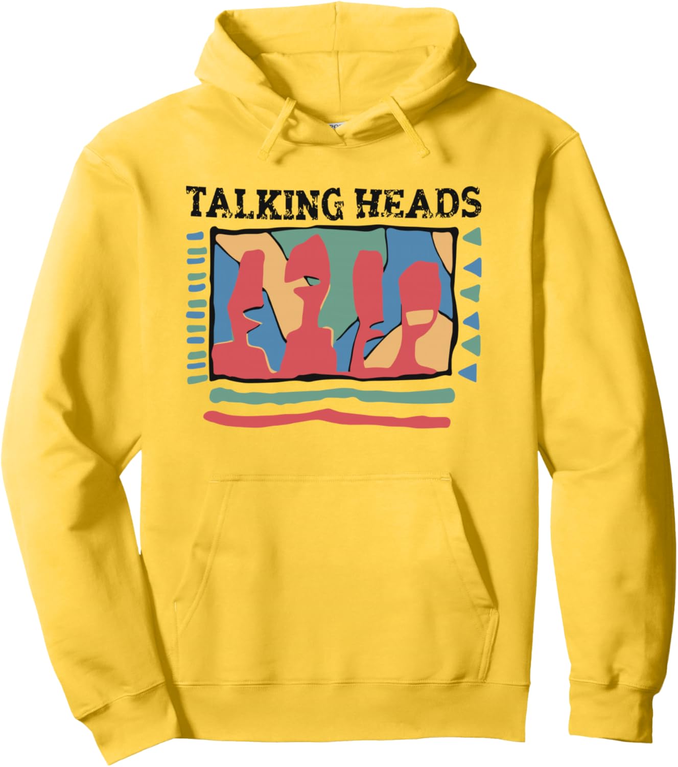 Talking Heads Yellow Retro Graphic Pullover Hoodie