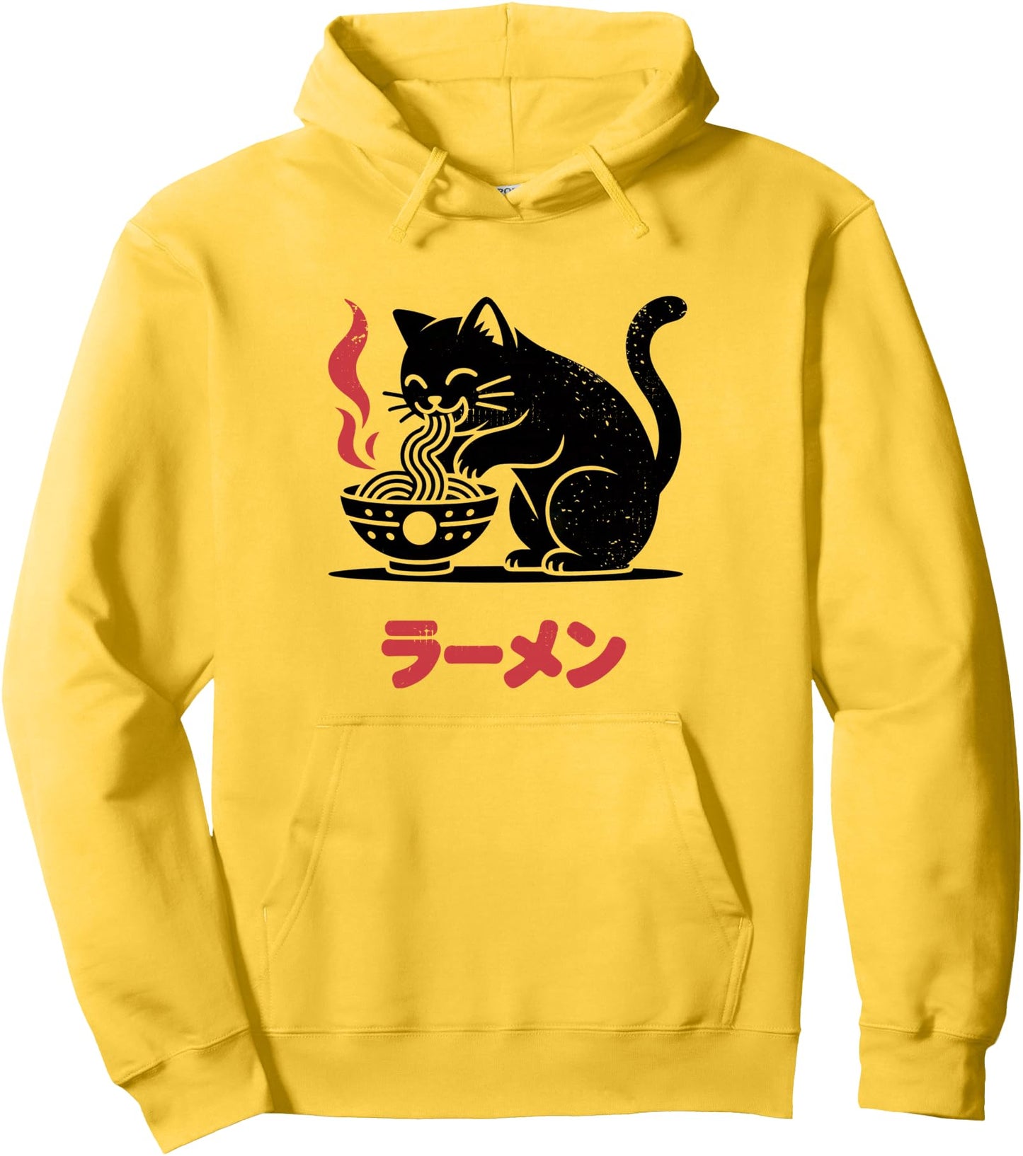 Cat Eating Ramen Noodles Funny Kawaii Anime Pullover Hoodie