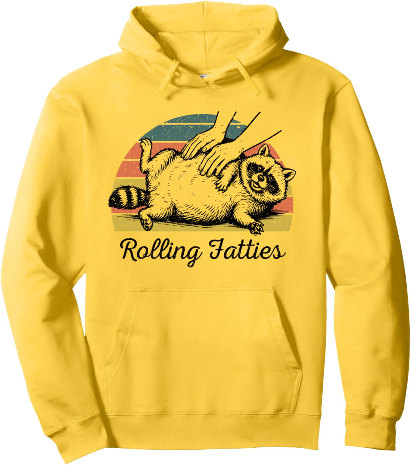 Chubby Raccoon Rolling Fatties Cute But Feral Funny Vintage Pullover Hoodie