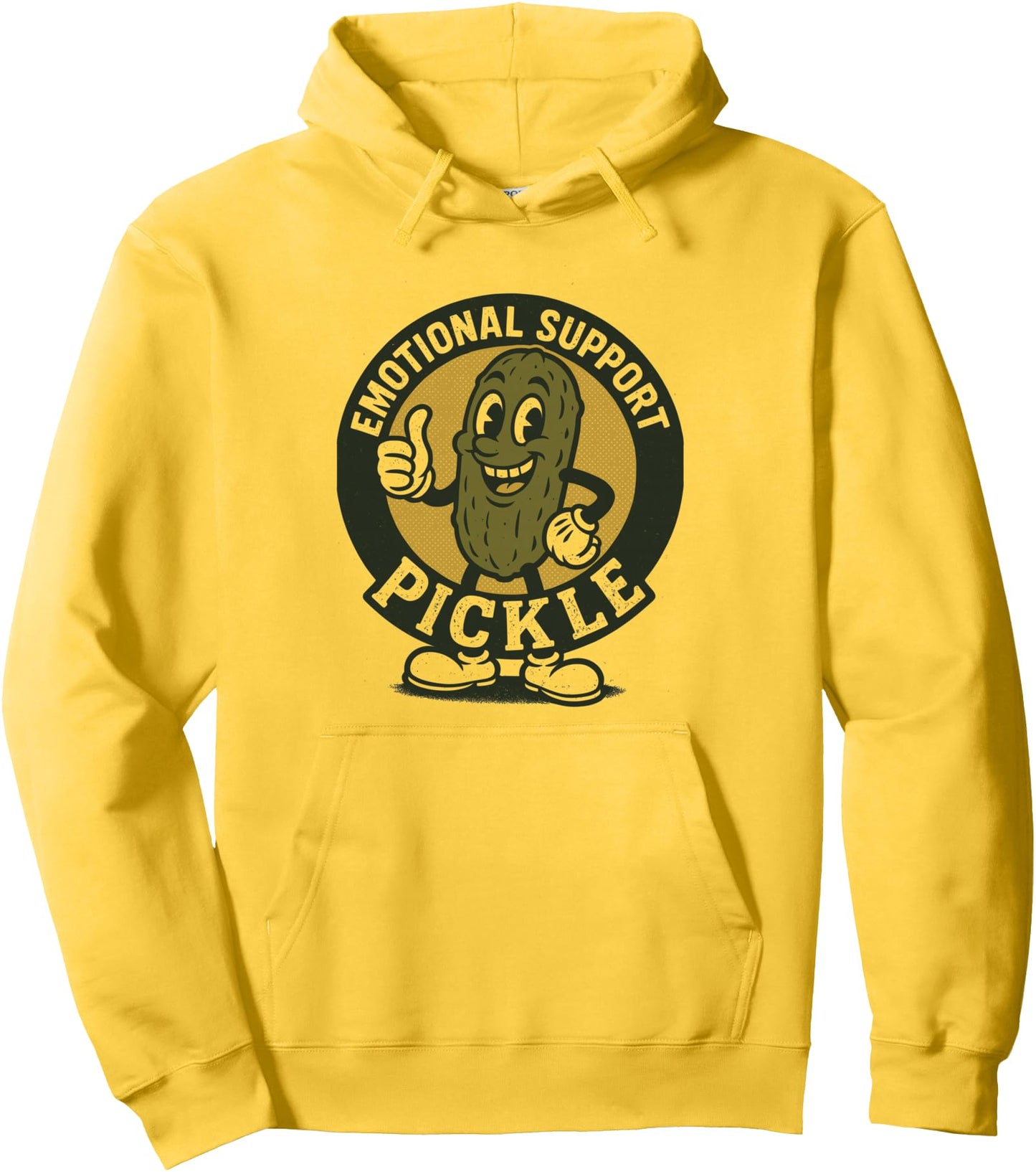Emotional Support Pickle Cartoon Retro Style Pullover Hoodie