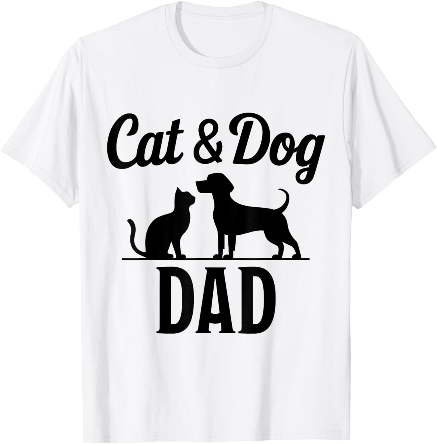 Cat and Dog Dad T-Shirt for Men