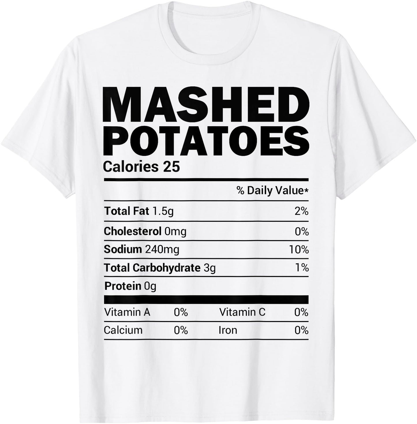 Mashed Potato Nutrition Tee Funny Matching Christmas Costume