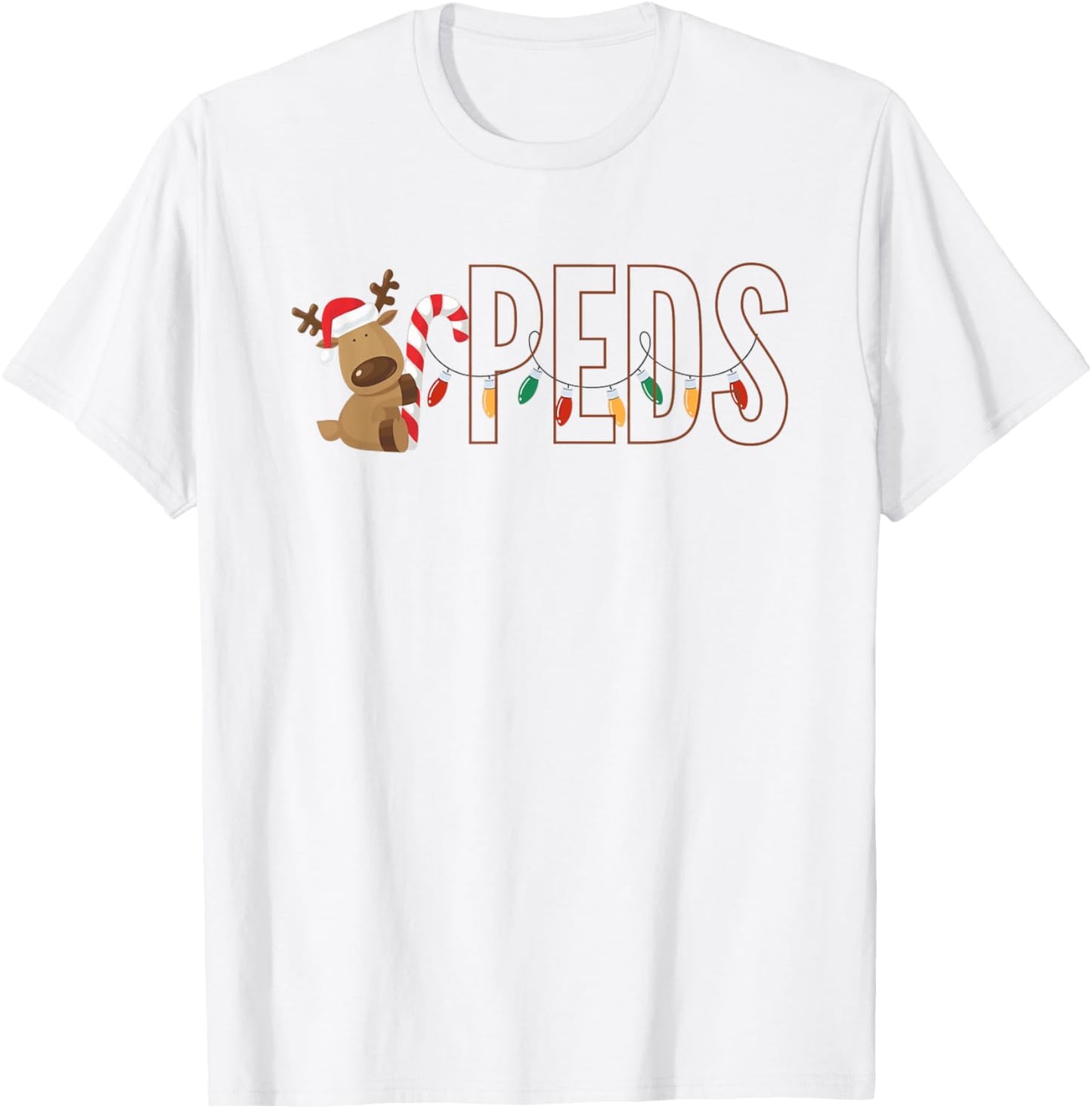 Retro Pediatrics Christmas Lights Reindeer Peds Nurse Women